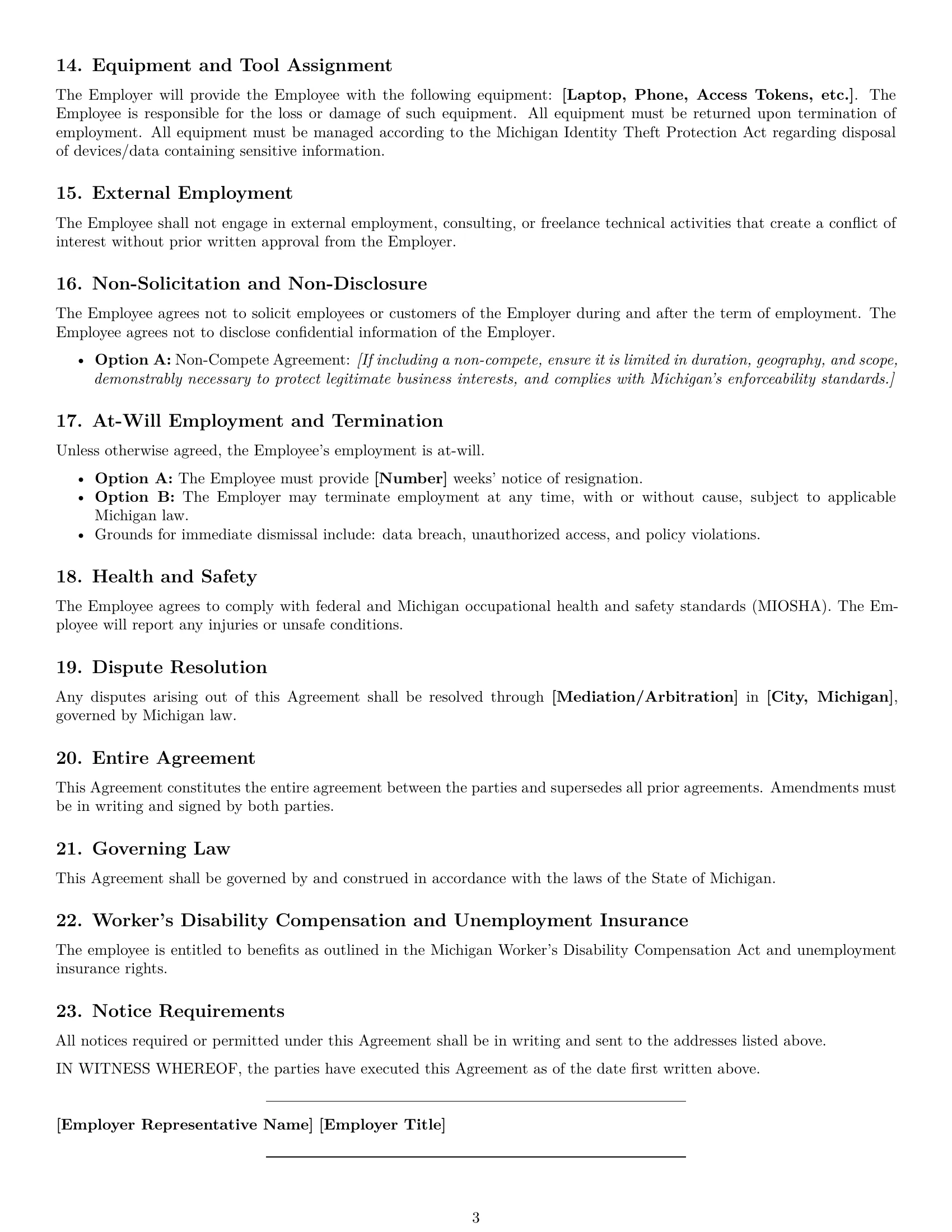 Preview page 3 of Free Michigan IT assistant employment contract template