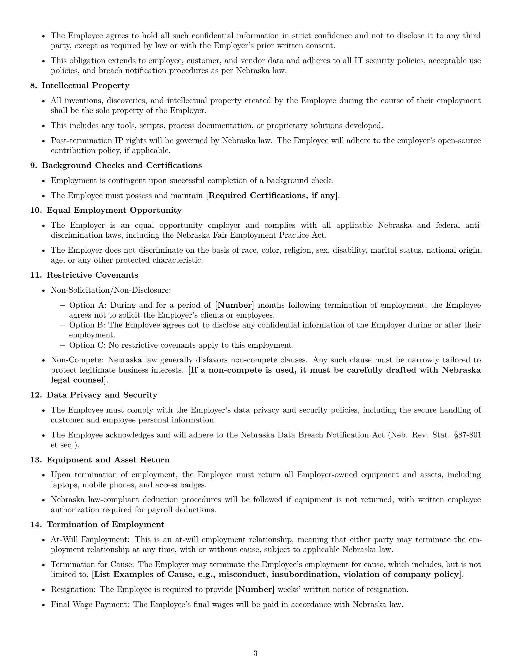 Preview page 3 of Free Nebraska IT assistant employment contract template