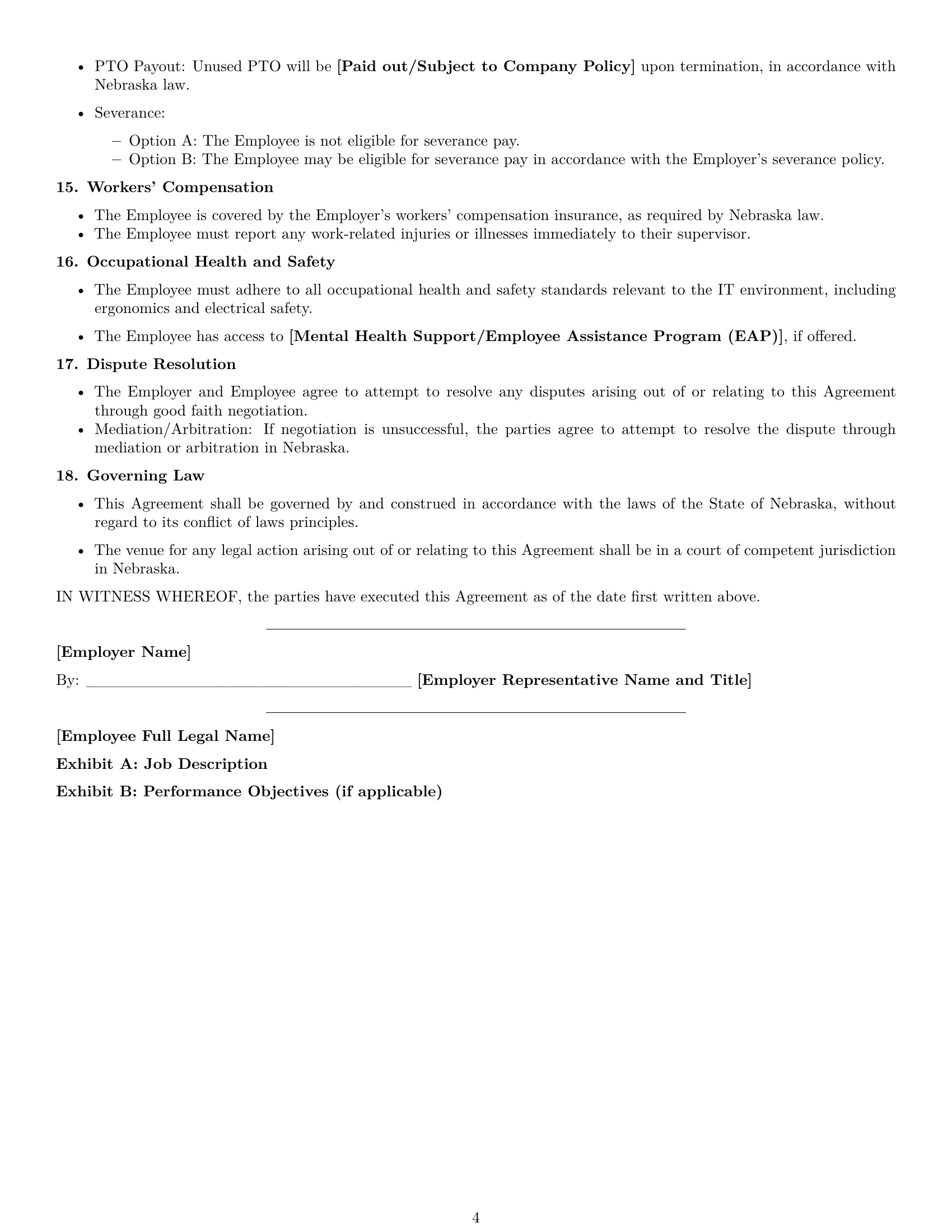 Preview page 4 of Free Nebraska IT assistant employment contract template