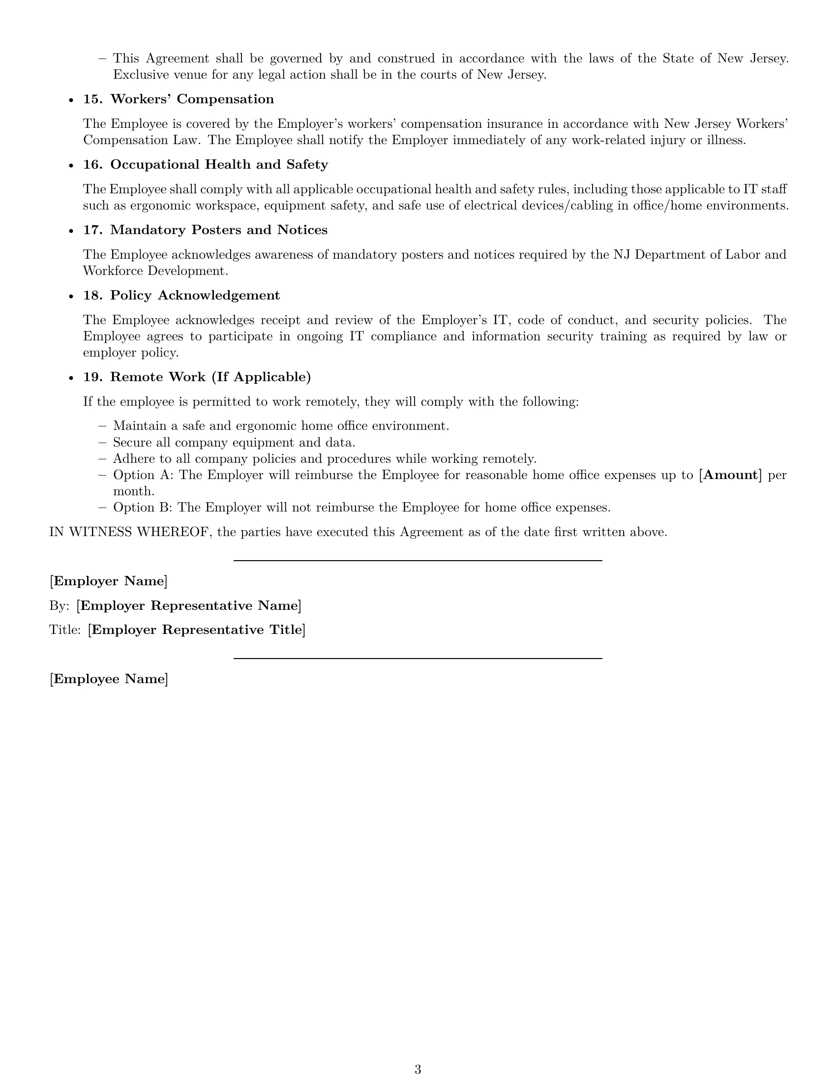 Preview page 3 of Free New Jersey IT assistant employment contract template