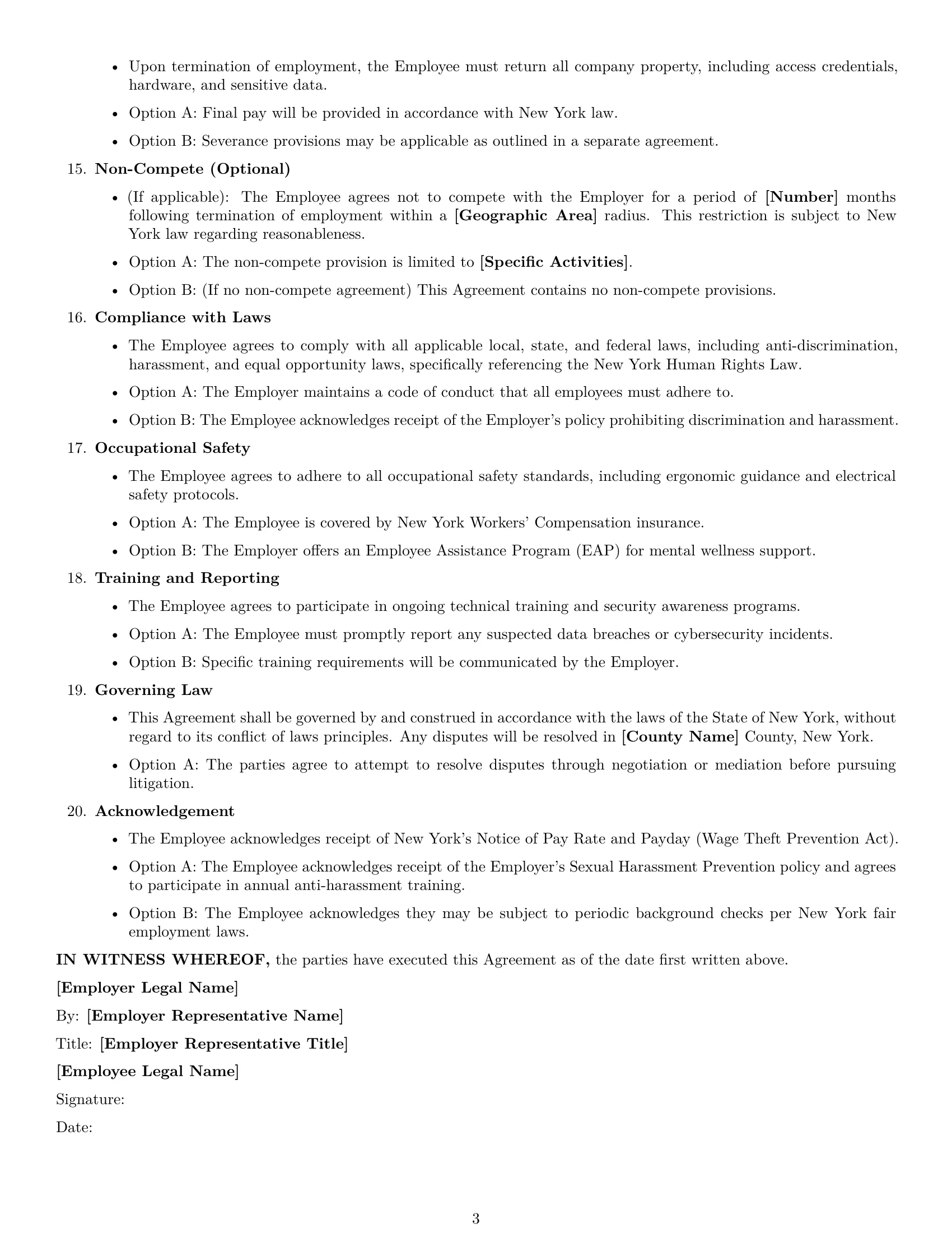 Preview page 3 of Free New York IT assistant employment contract template