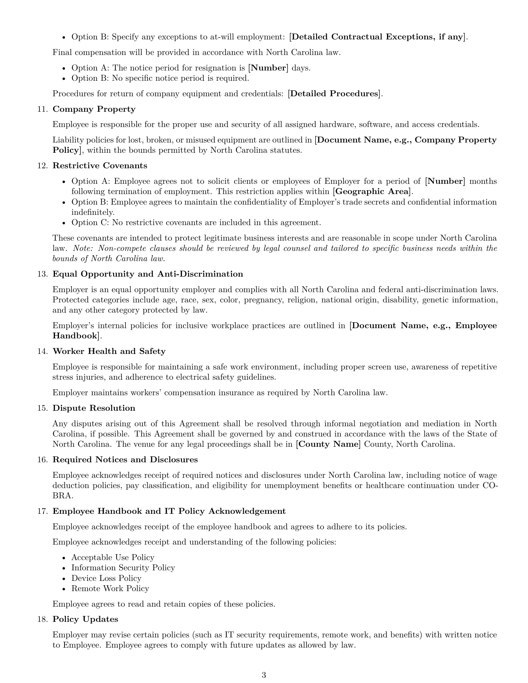 Preview page 3 of Free North Carolina IT assistant employment contract template