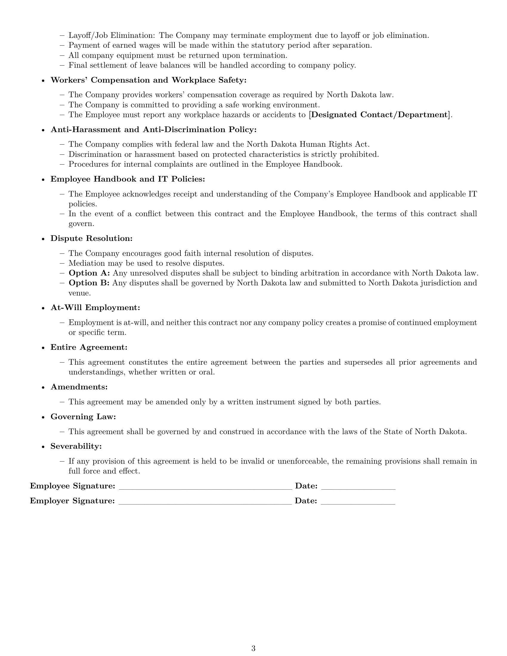 Preview page 3 of Free North Dakota IT assistant employment contract template