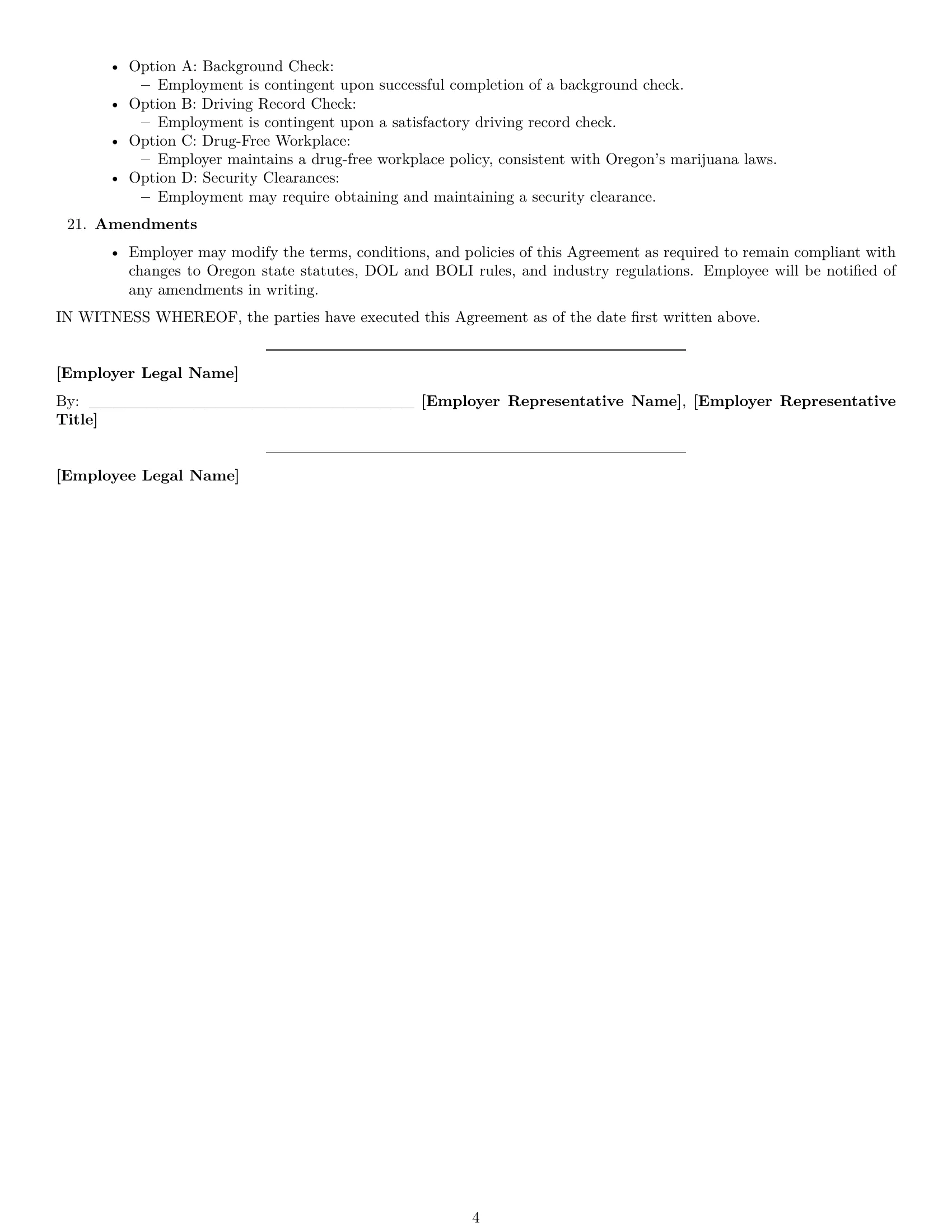 Preview page 4 of Free Oregon IT assistant employment contract template