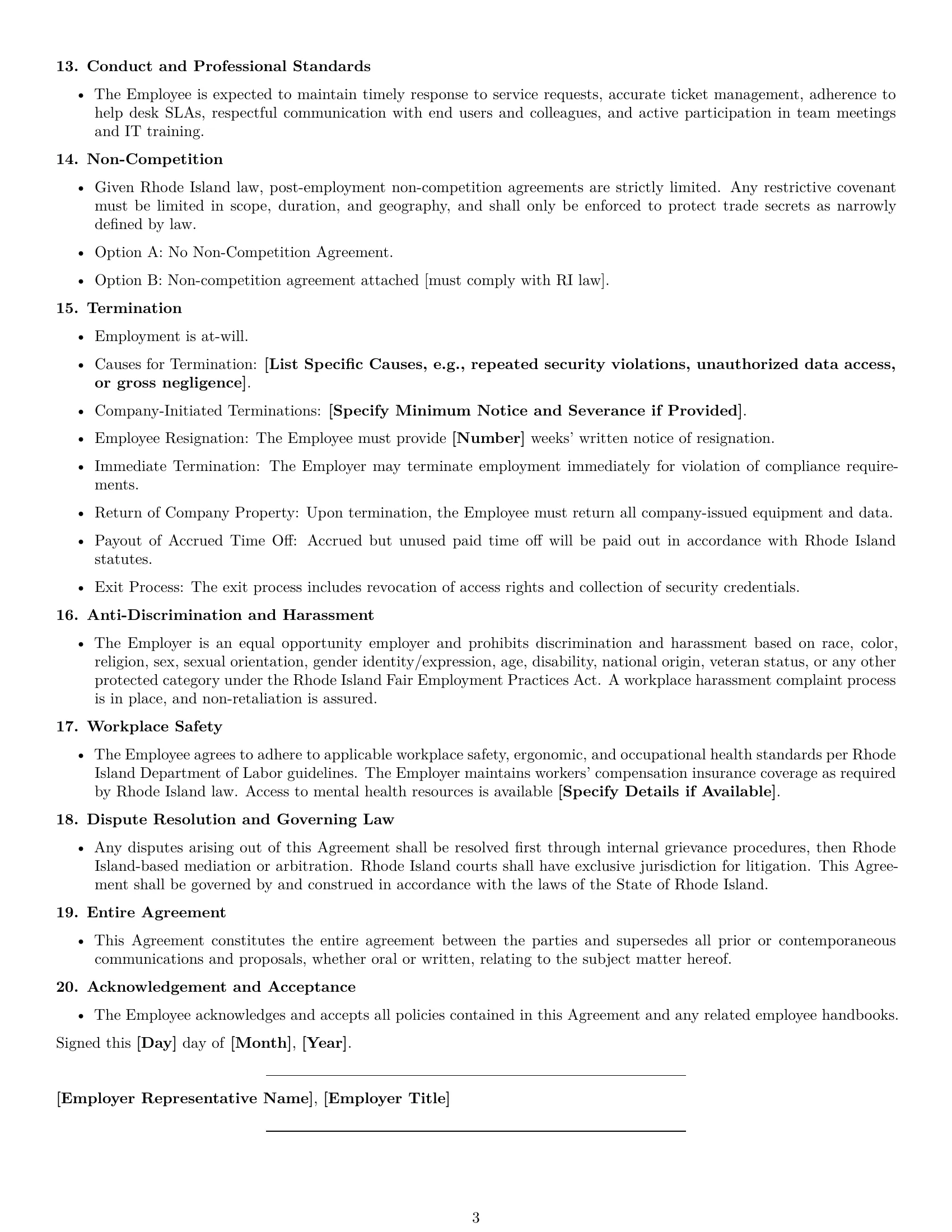 Preview page 3 of Free Rhode Island IT assistant employment contract template