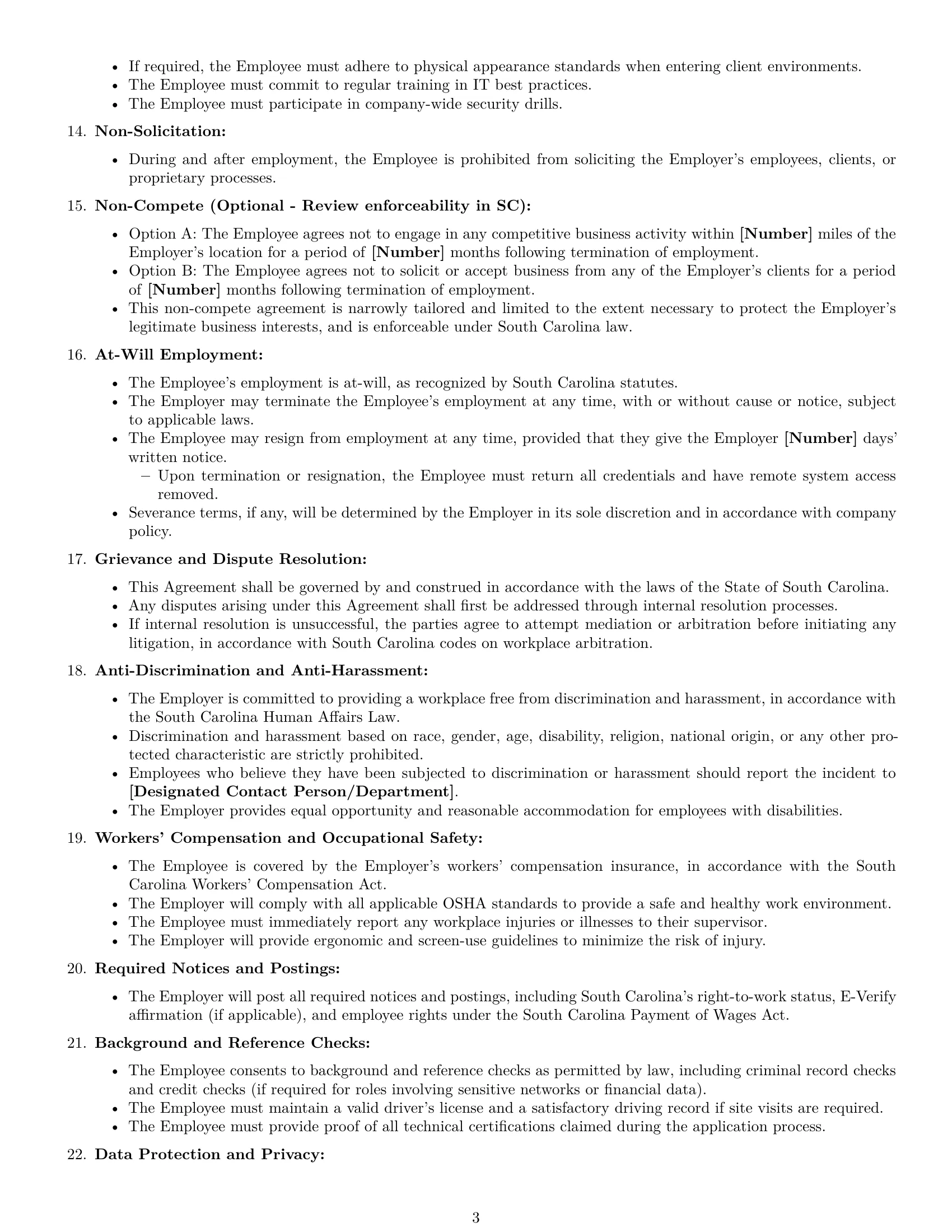 Preview page 3 of Free South Carolina IT assistant employment contract template