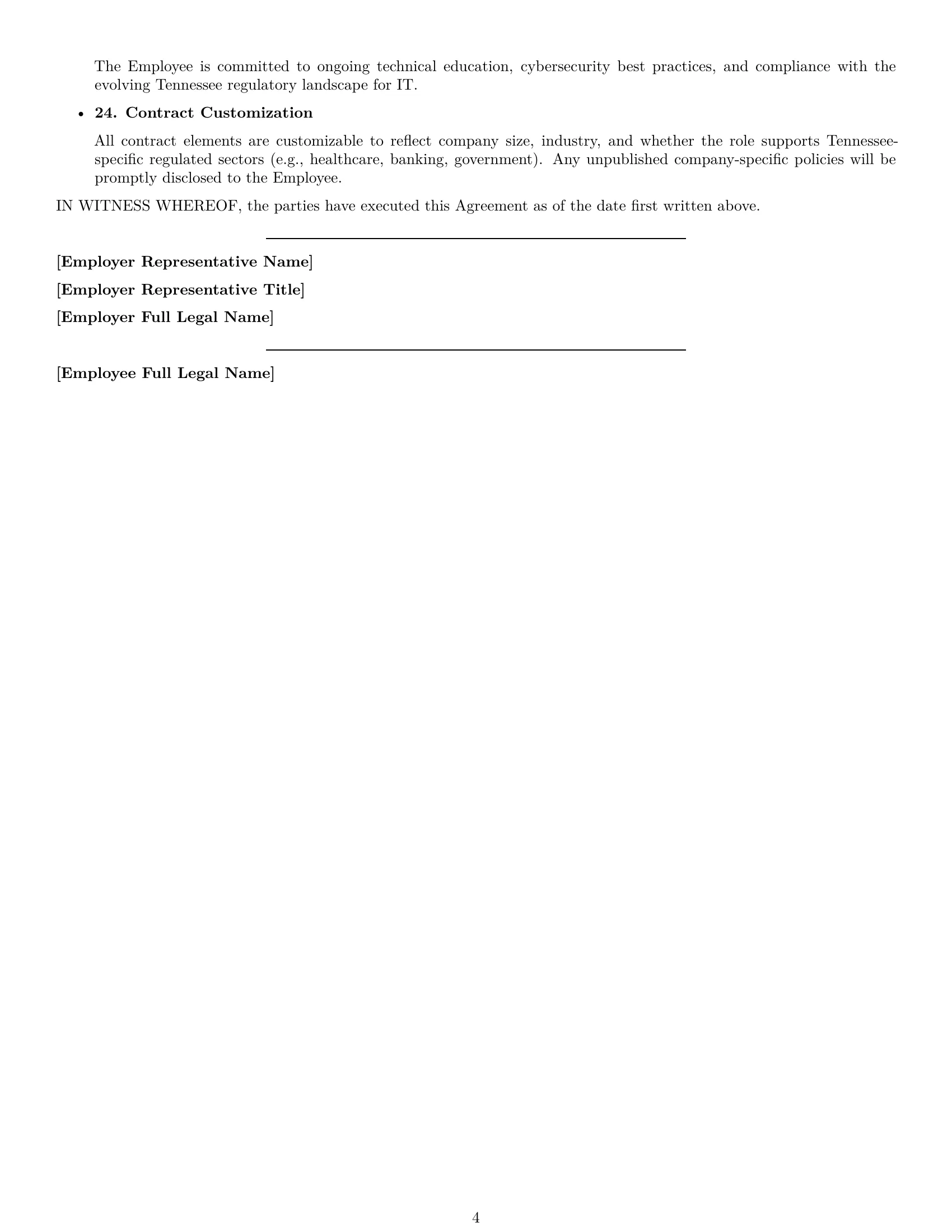 Preview page 4 of Free Tennessee IT assistant employment contract template