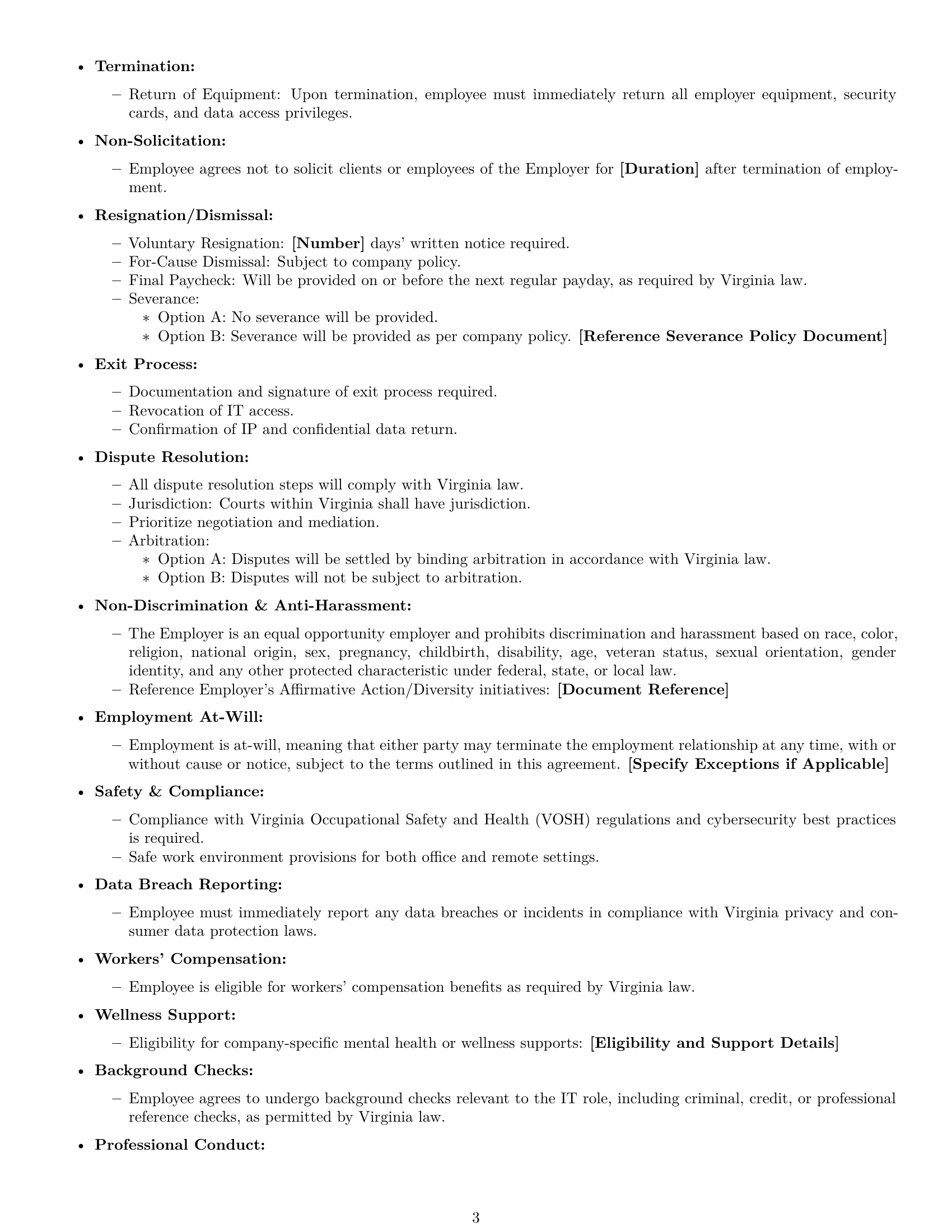 Preview page 3 of Free Virginia IT assistant employment contract template