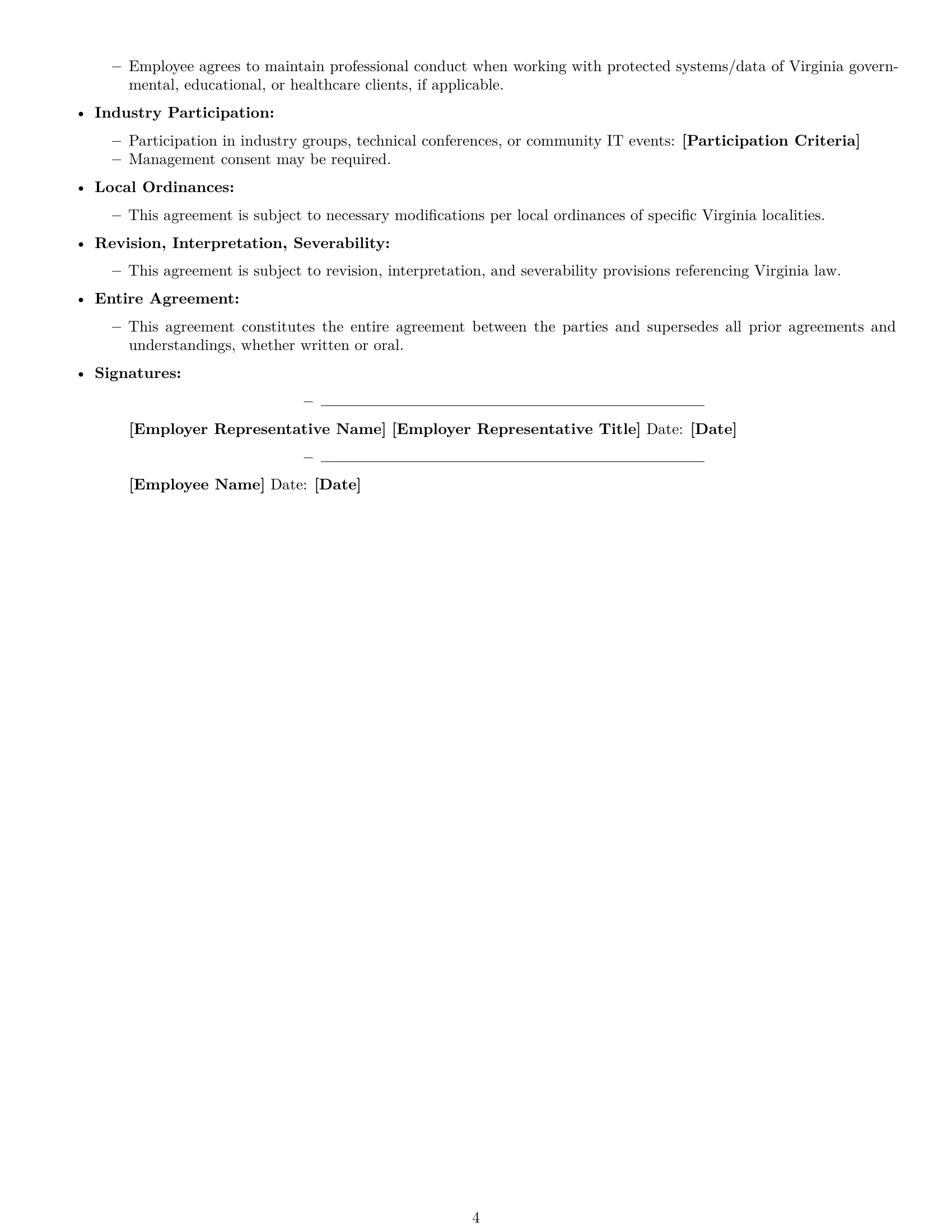 Preview page 4 of Free Virginia IT assistant employment contract template