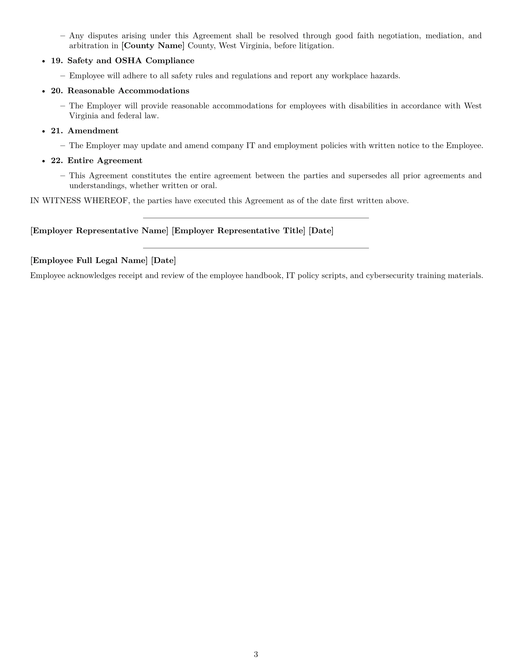 Preview page 3 of Free West Virginia IT assistant employment contract template