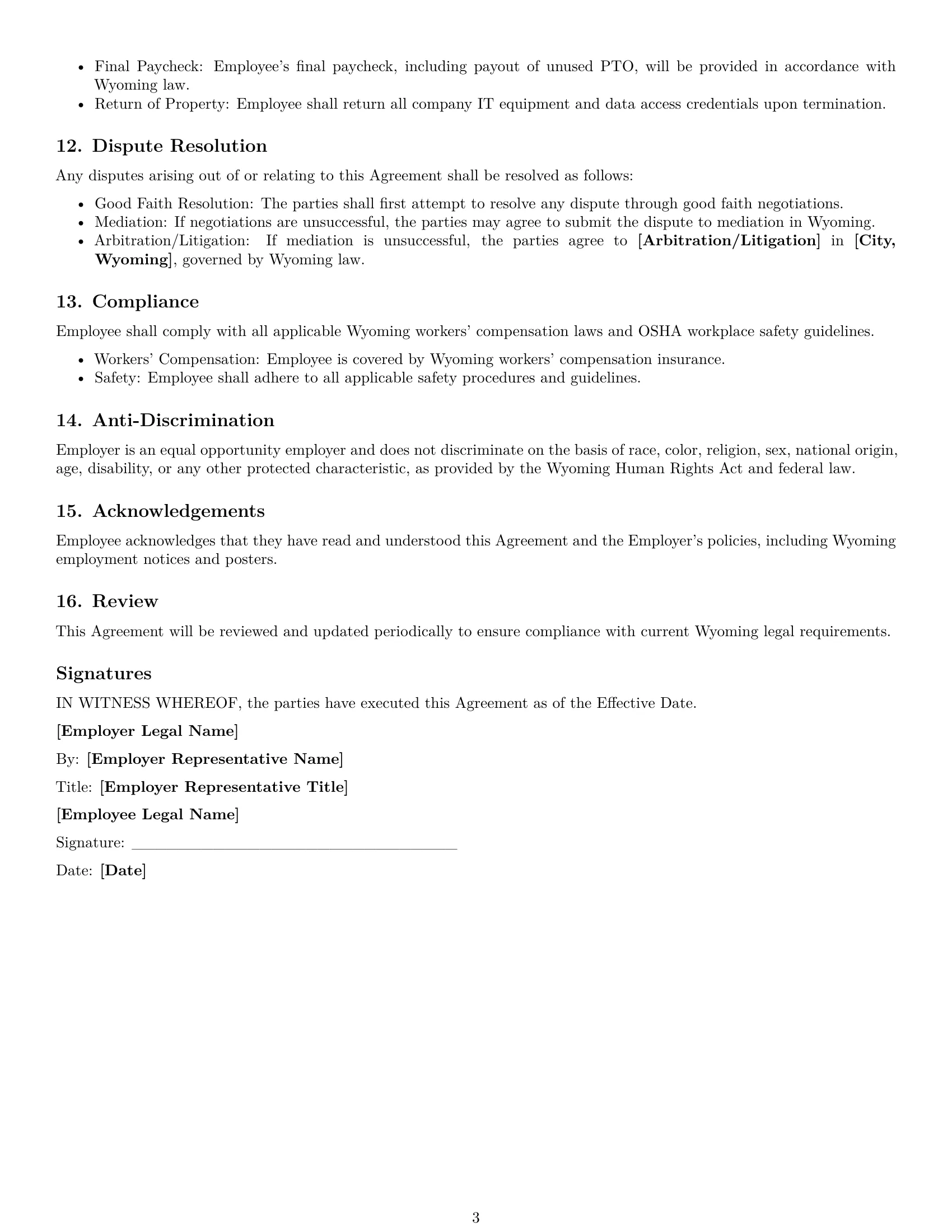 Preview page 3 of Free Wyoming IT assistant employment contract template