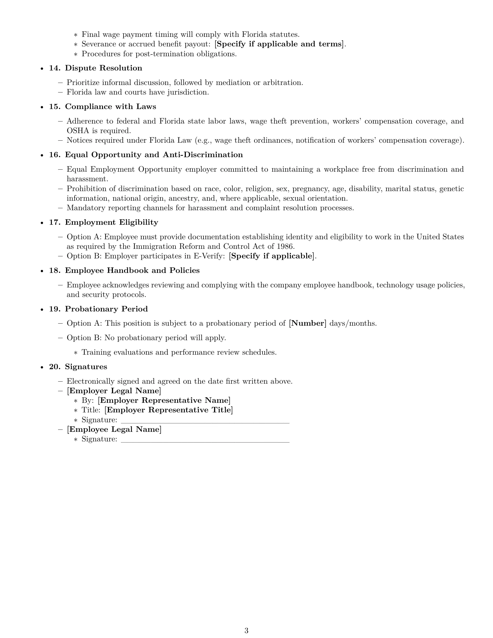 Preview page 3 of Free Florida IT assistant employment contract template