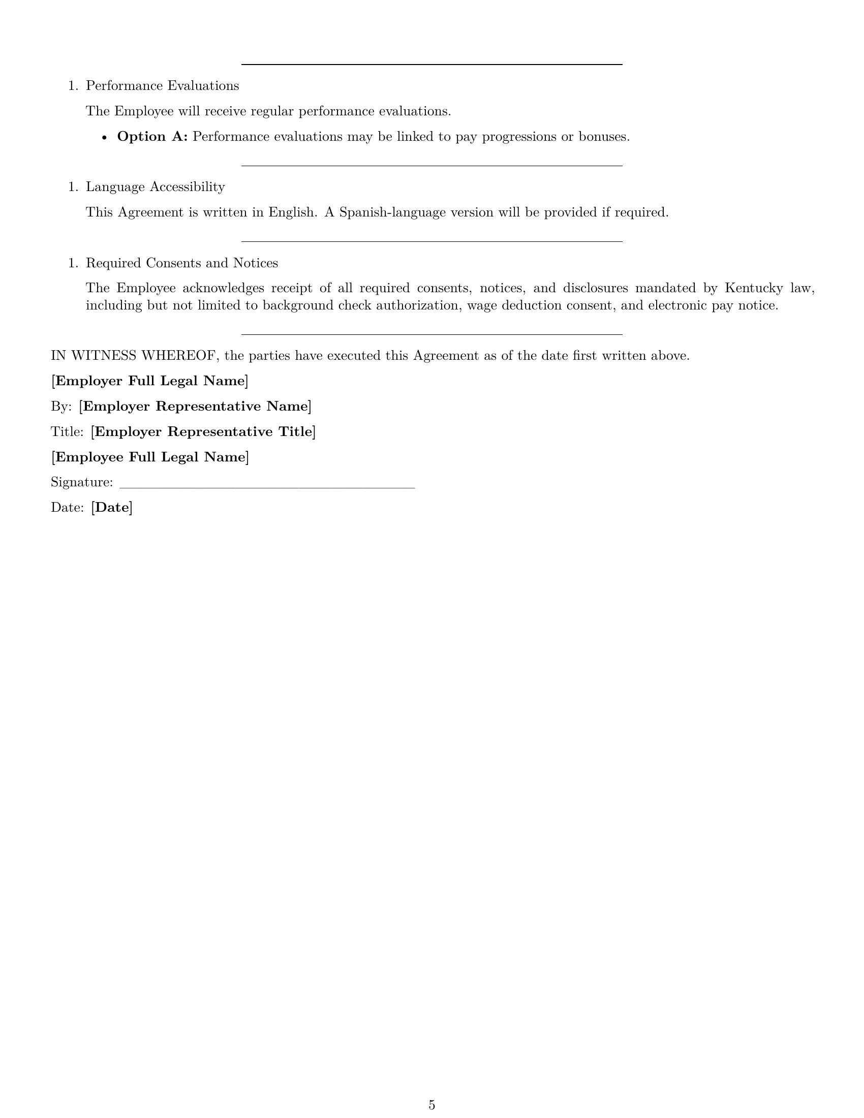 Preview page 5 of Free Kentucky warehouse worker employment contract template