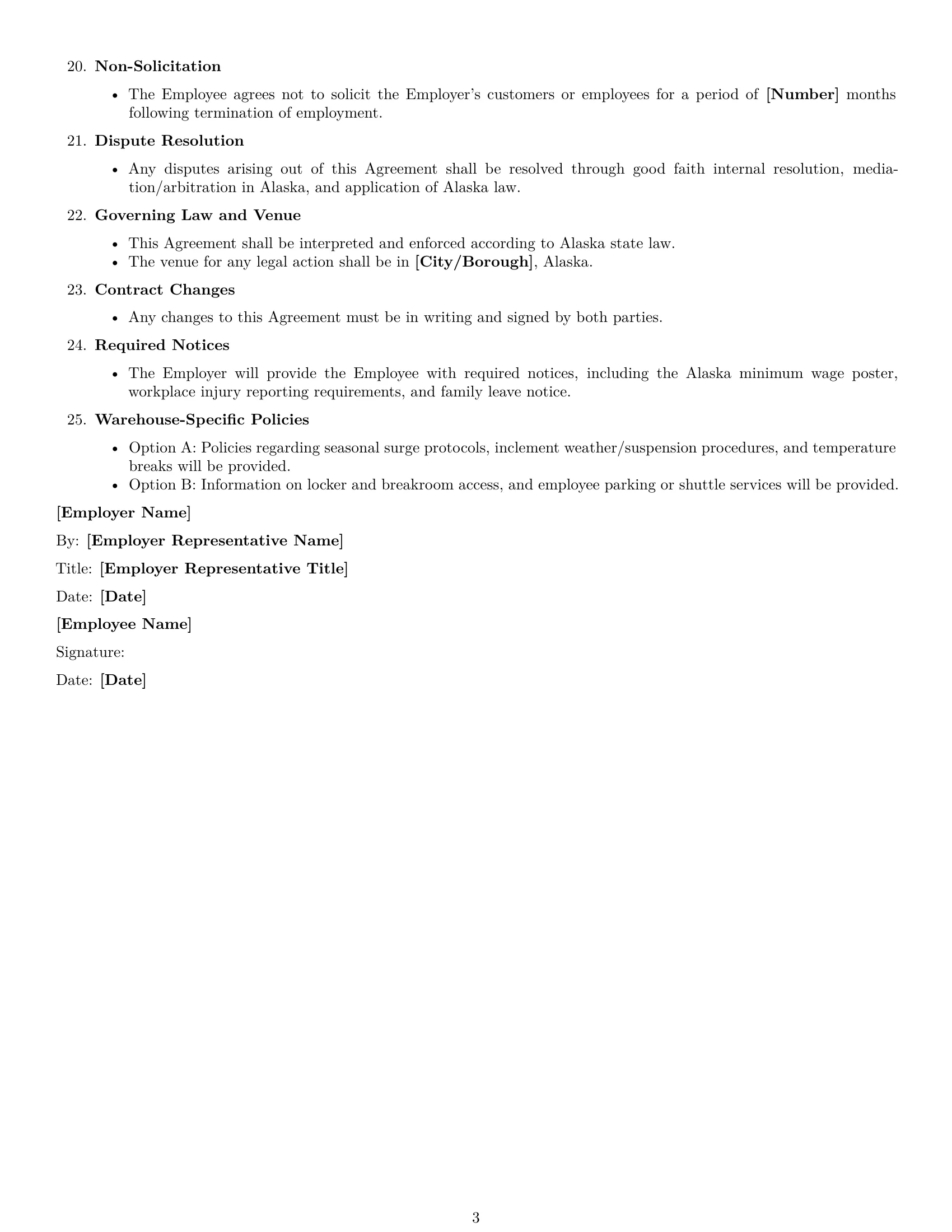 Preview page 3 of Free Alaska warehouse worker employment contract template