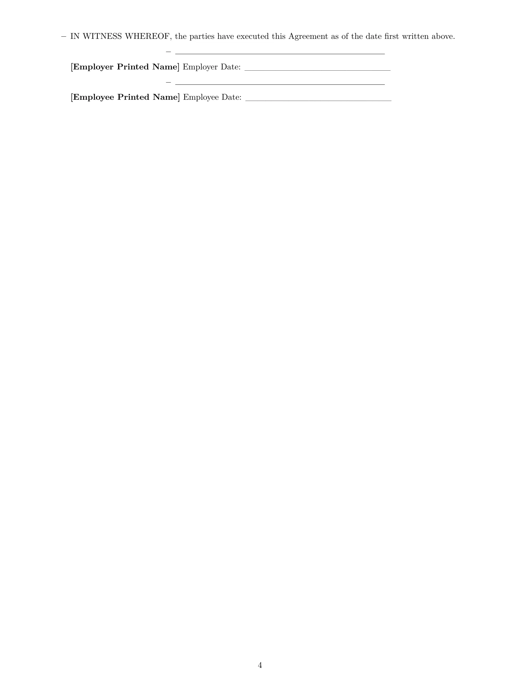 Preview page 4 of Free New Hampshire warehouse worker employment contract template
