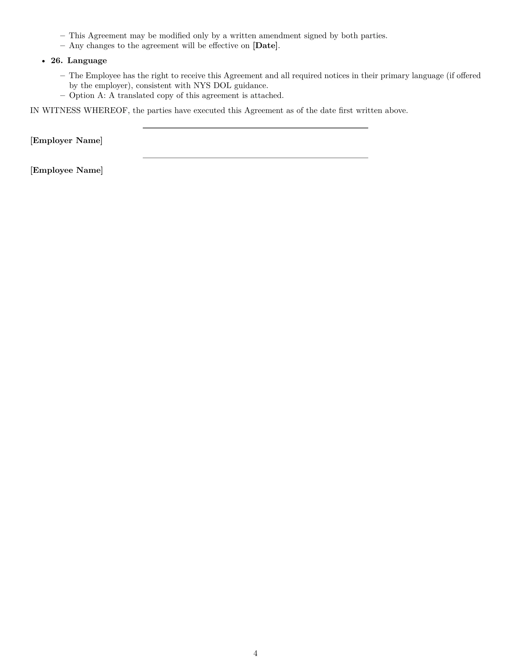 Preview page 4 of Free New York warehouse worker employment contract template