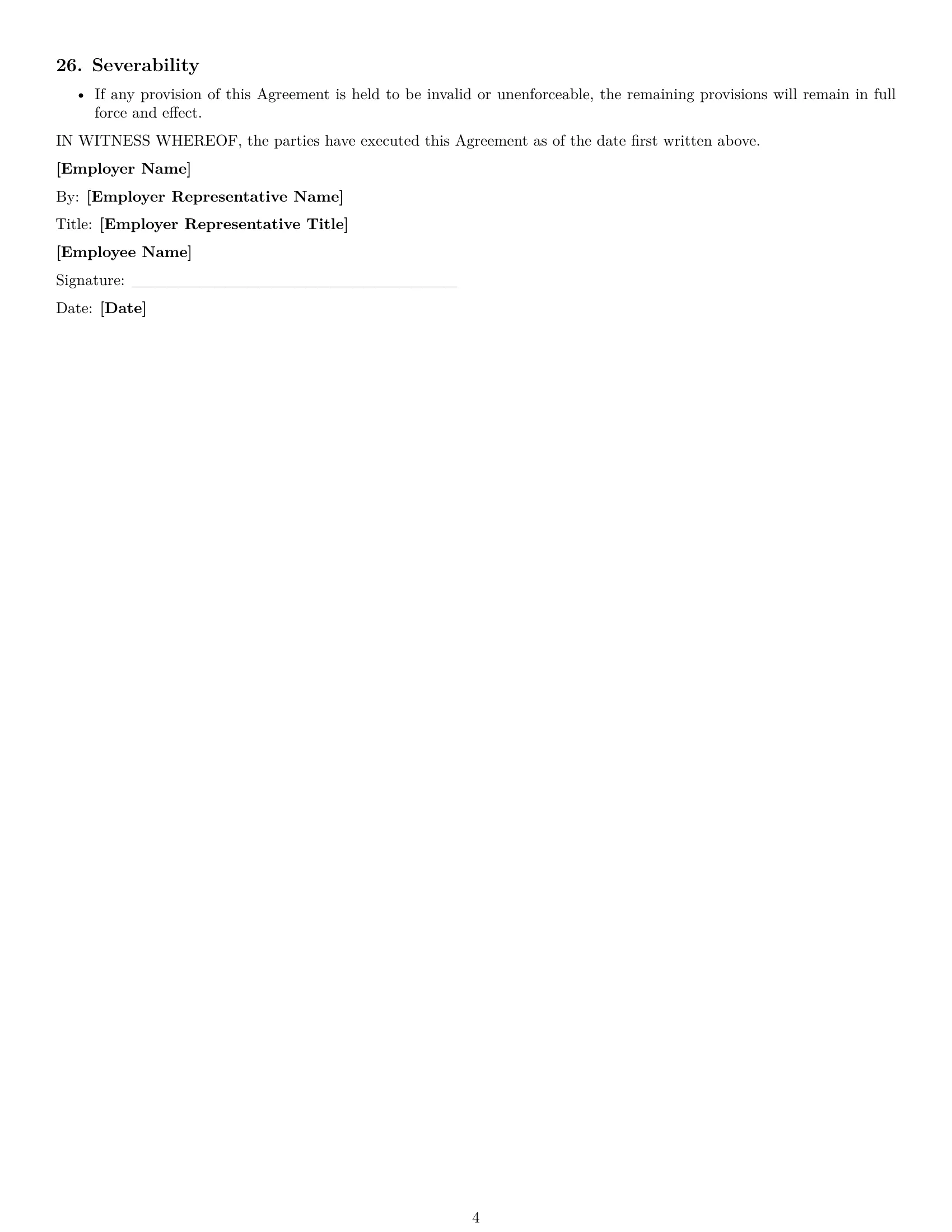 Preview page 4 of Free South Carolina warehouse worker employment contract template