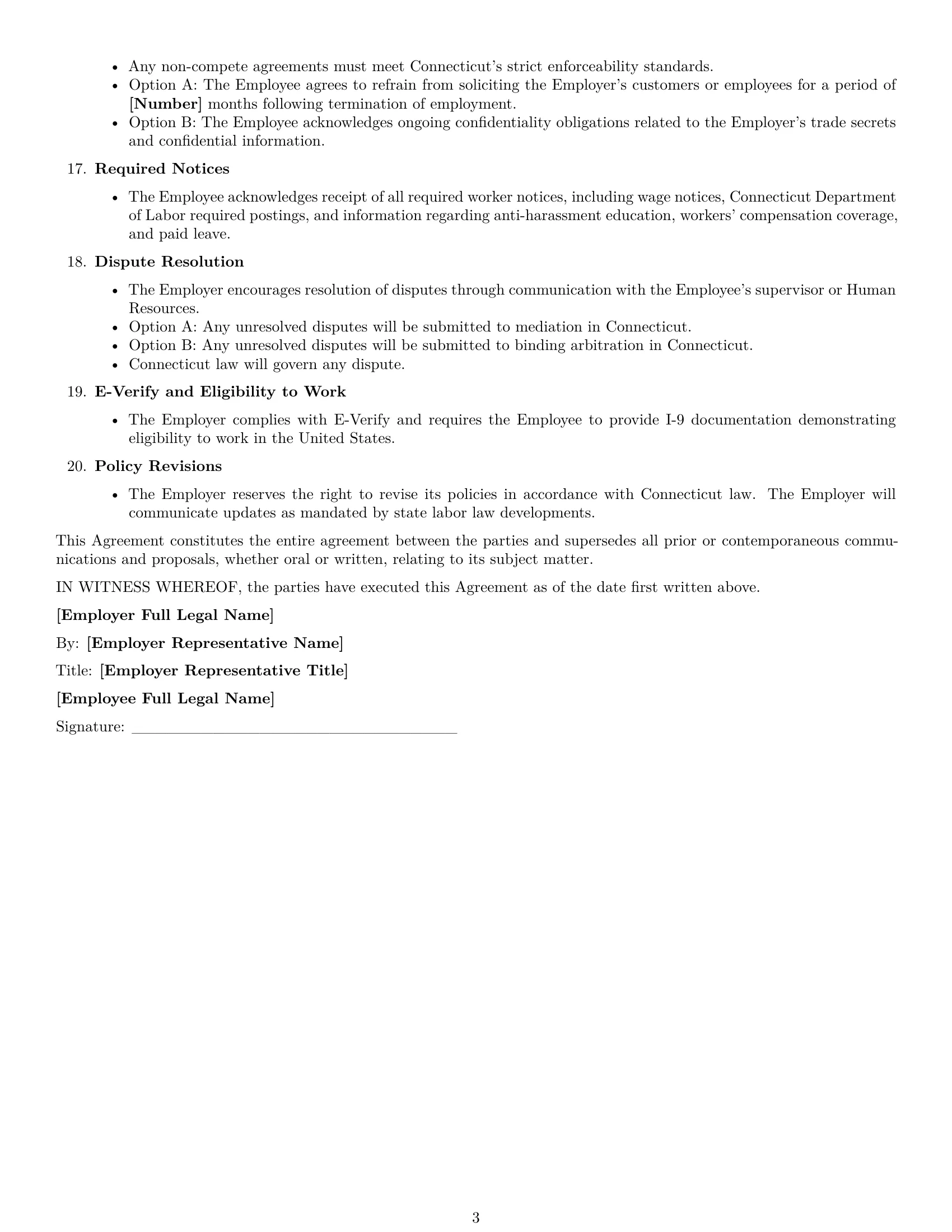 Preview page 3 of Free Connecticut warehouse worker employment contract template