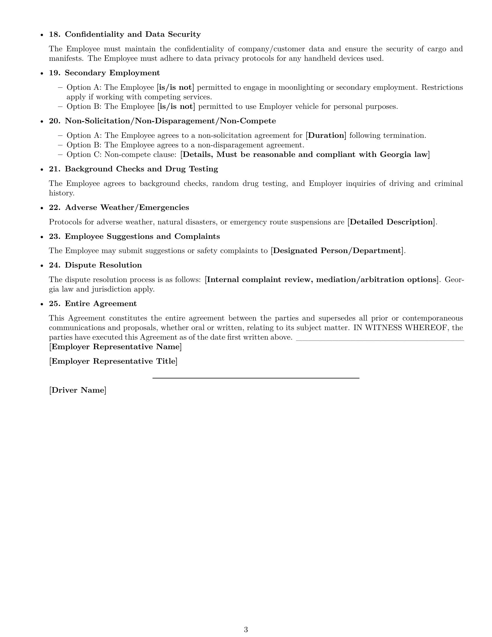 Preview page 3 of Free Georgia delivery driver employment contract template