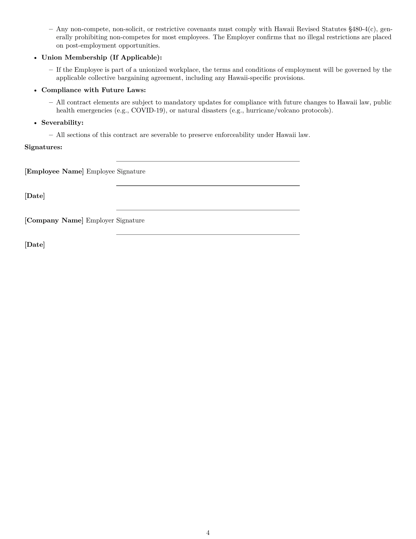 Preview page 4 of Free Hawaii delivery driver employment contract template
