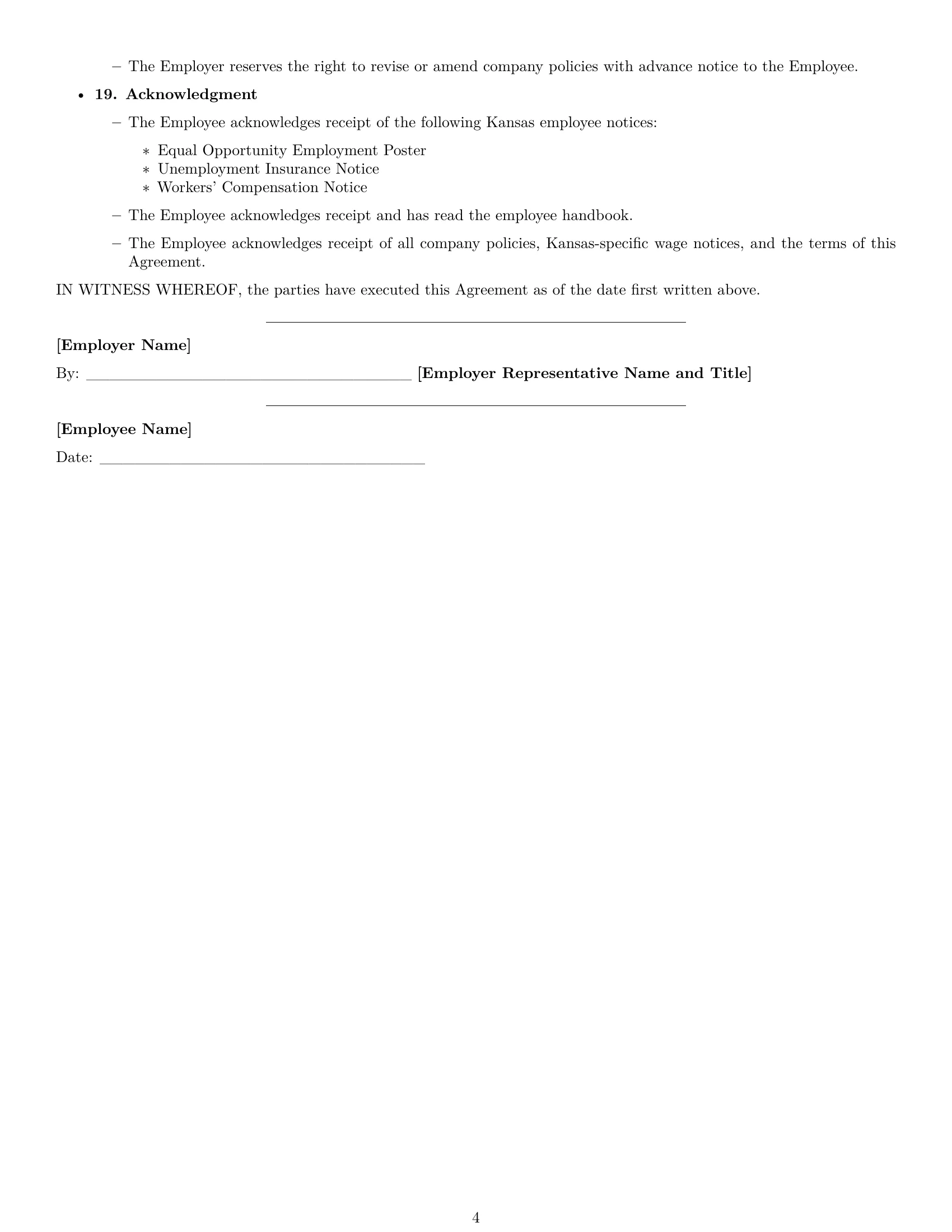 Preview page 4 of Free Kansas delivery driver employment contract template