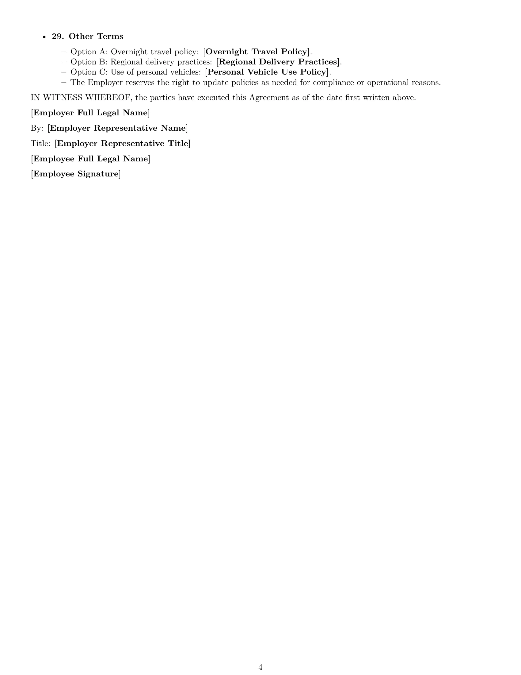 Preview page 4 of Free Mississippi delivery driver employment contract template