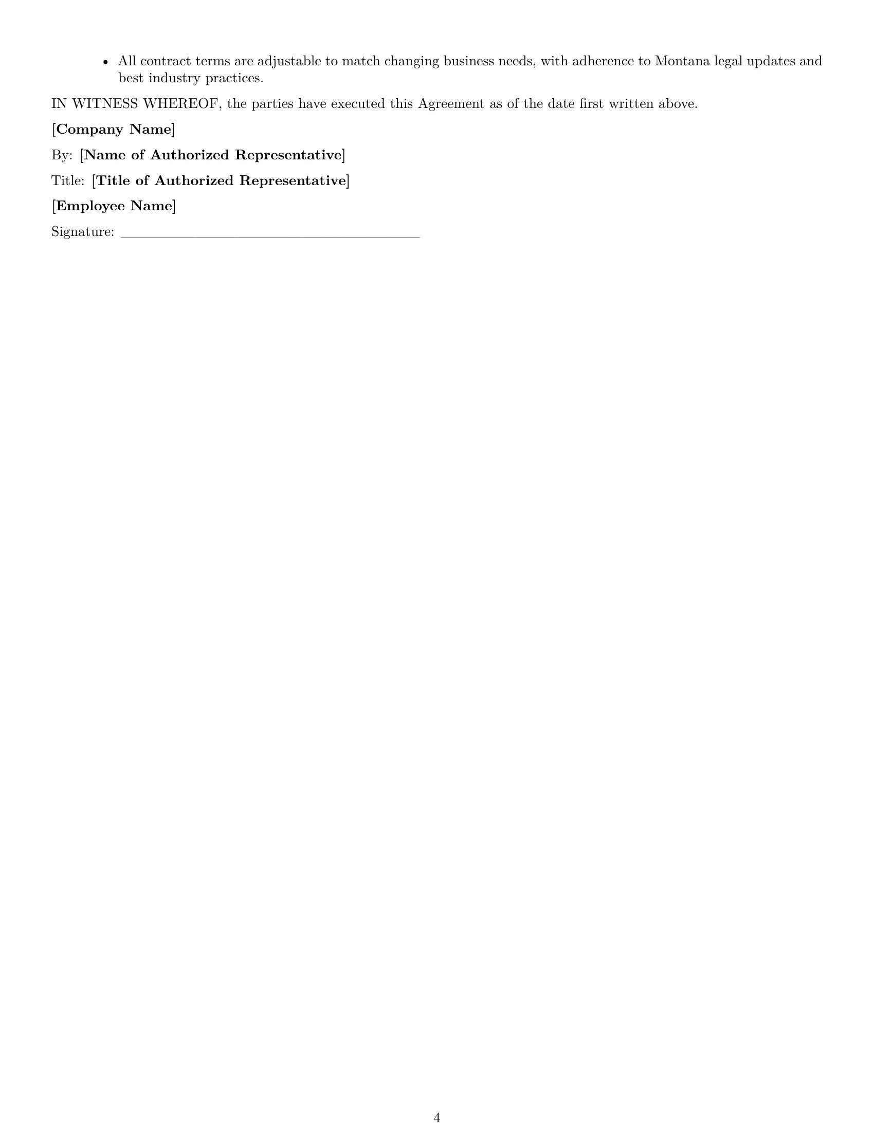 Preview page 4 of Free Montana delivery driver employment contract template