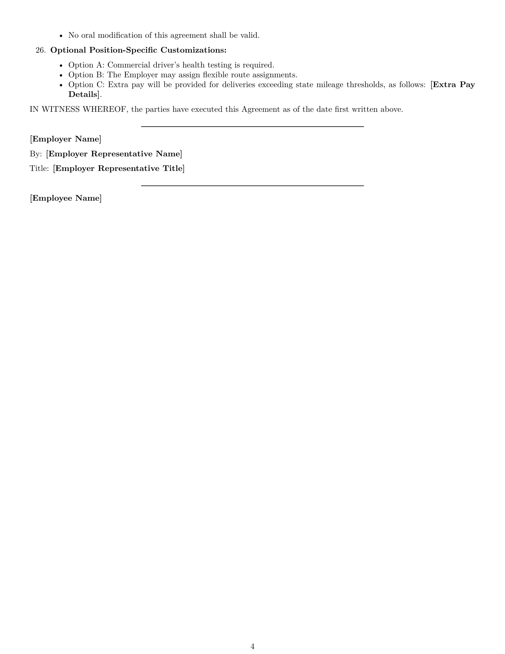 Preview page 4 of Free New Jersey delivery driver employment contract template