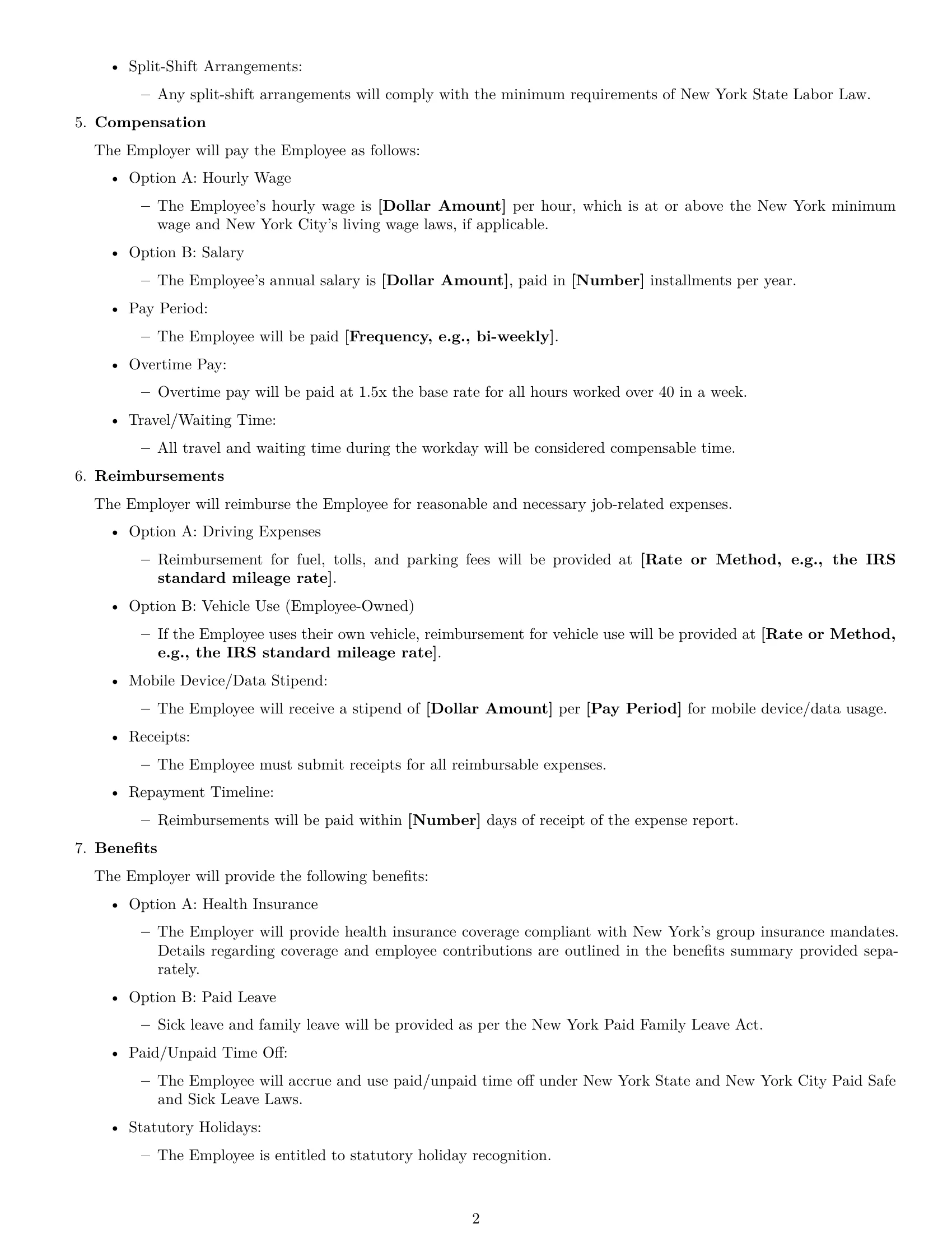 Preview page 2 of Free New York delivery driver employment contract template