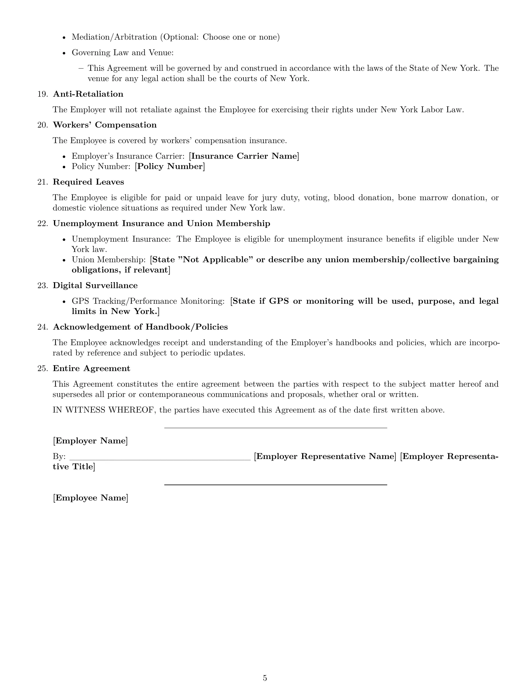 Preview page 5 of Free New York delivery driver employment contract template