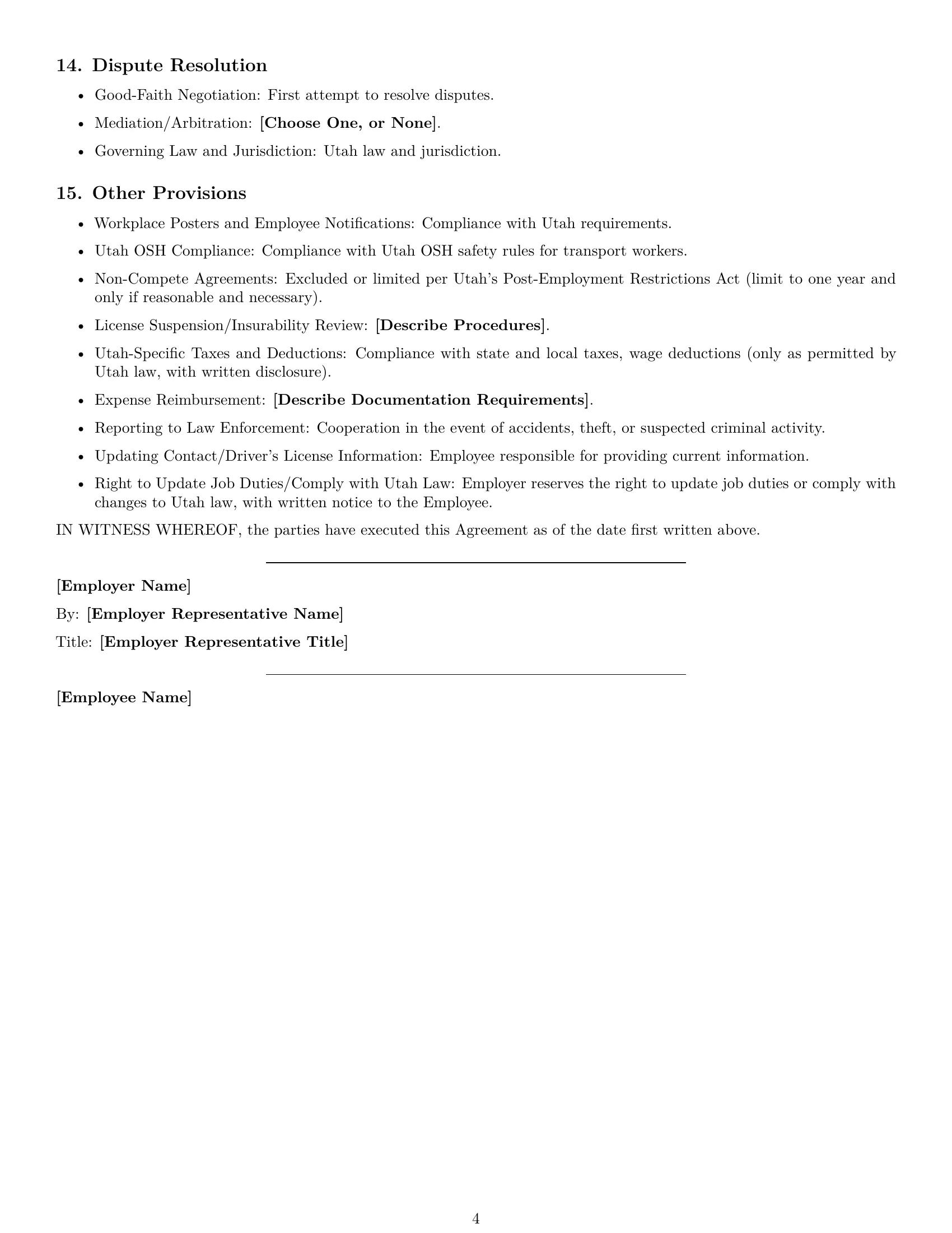 Preview page 4 of Free Utah delivery driver employment contract template