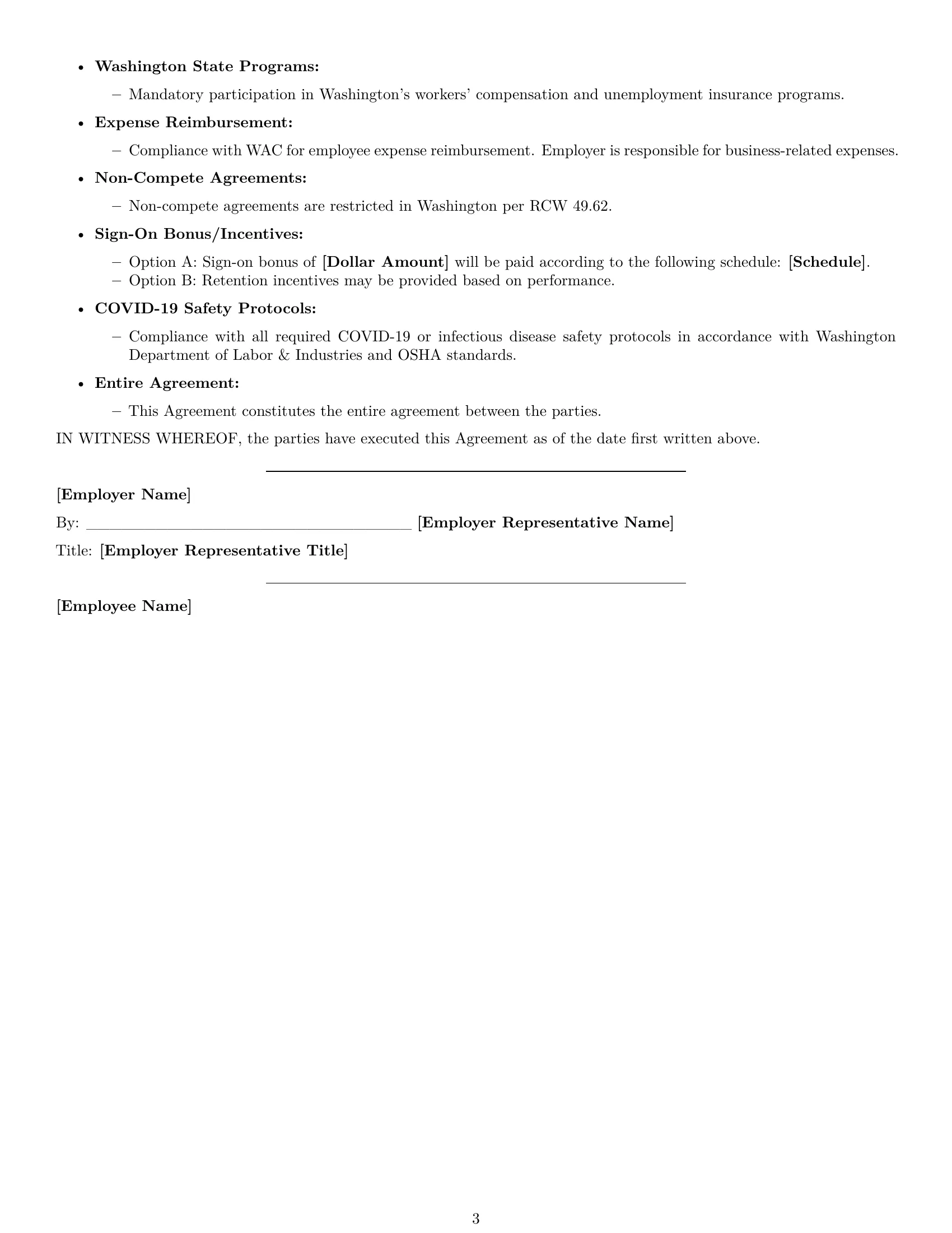 Preview page 3 of Free Washington delivery driver employment contract template