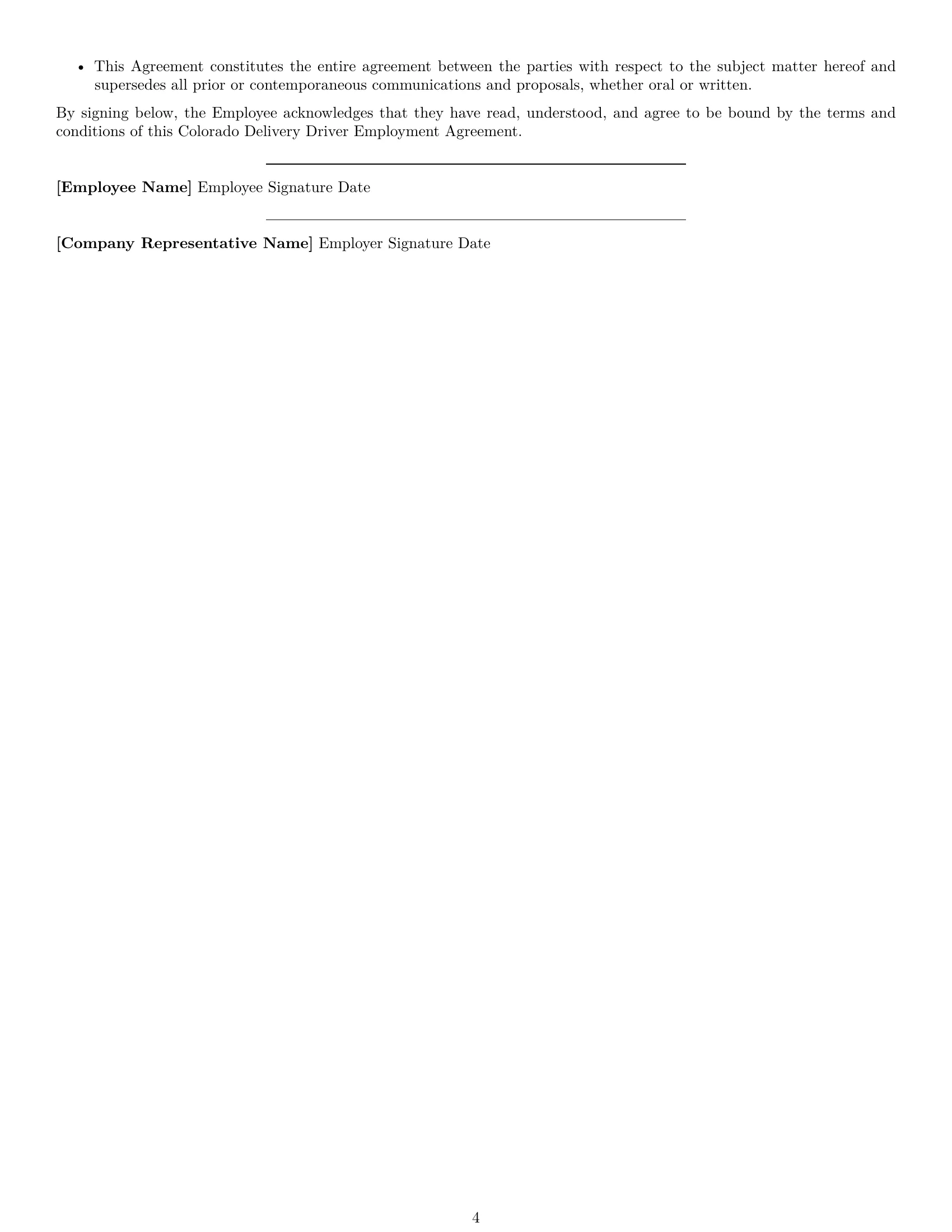 Preview page 4 of Free Colorado delivery driver employment contract template
