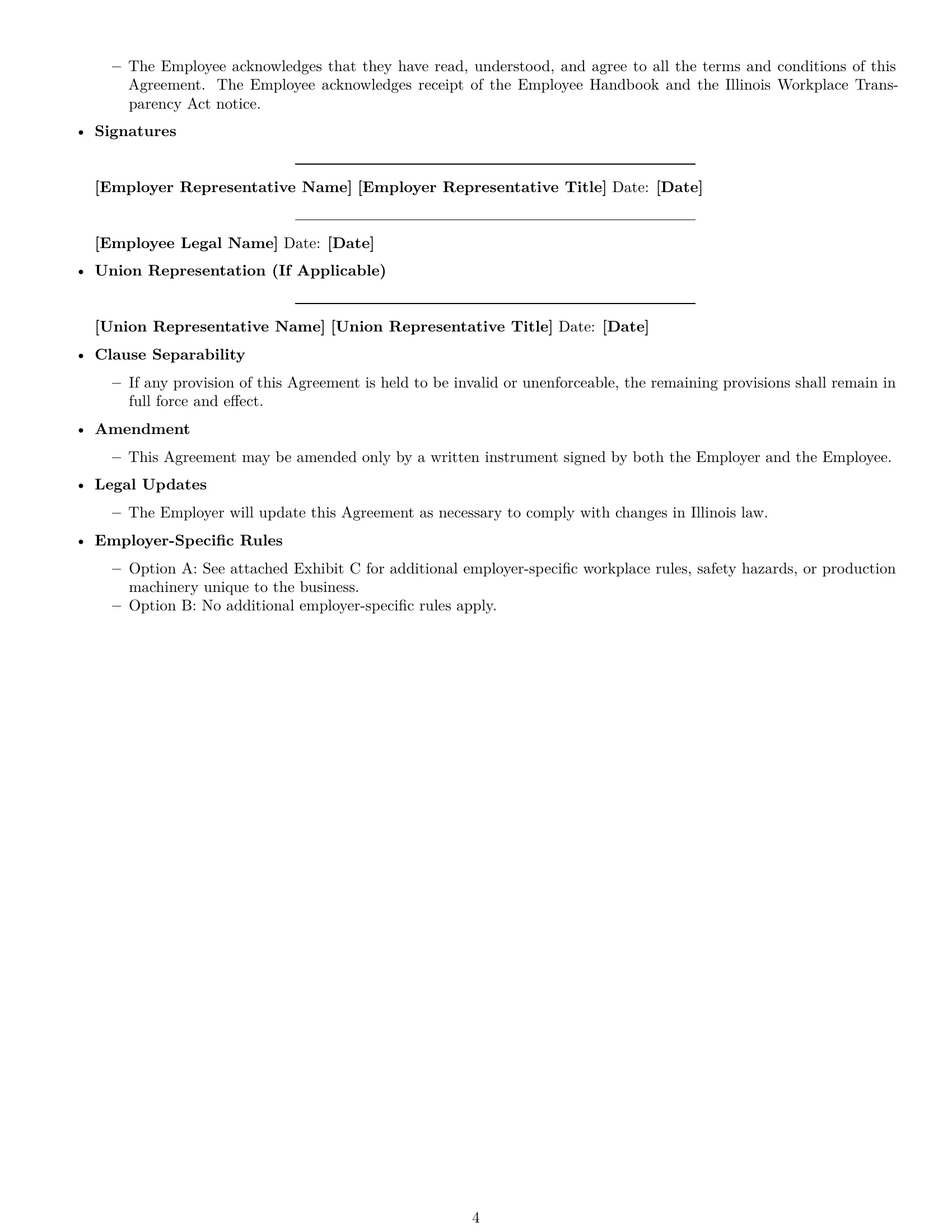 Preview page 4 of Free Illinois production worker employment contract template