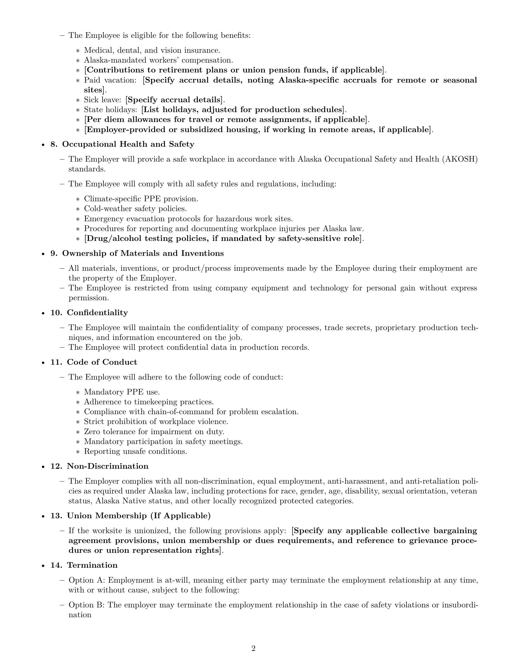 Preview page 2 of Free Alaska production worker employment contract template