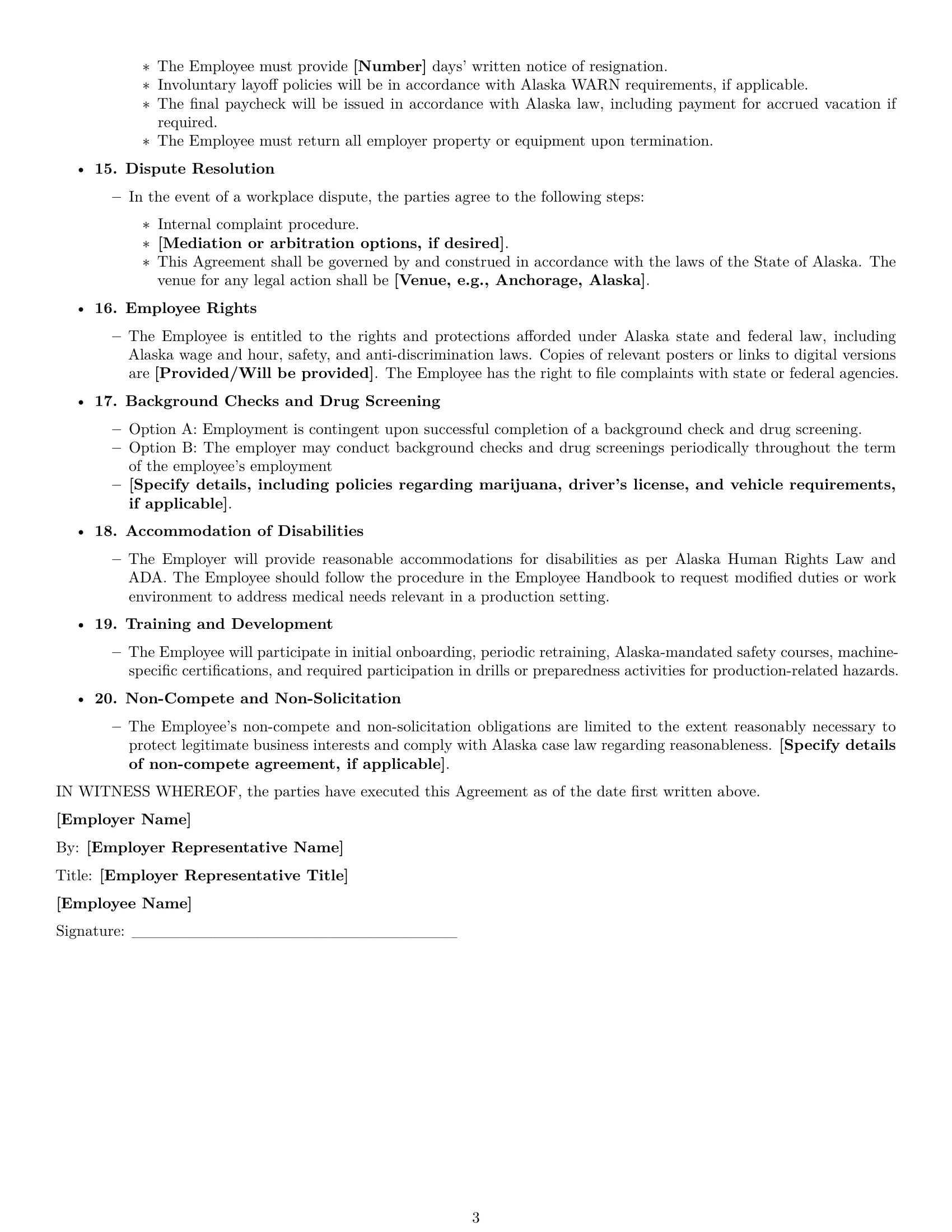 Preview page 3 of Free Alaska production worker employment contract template