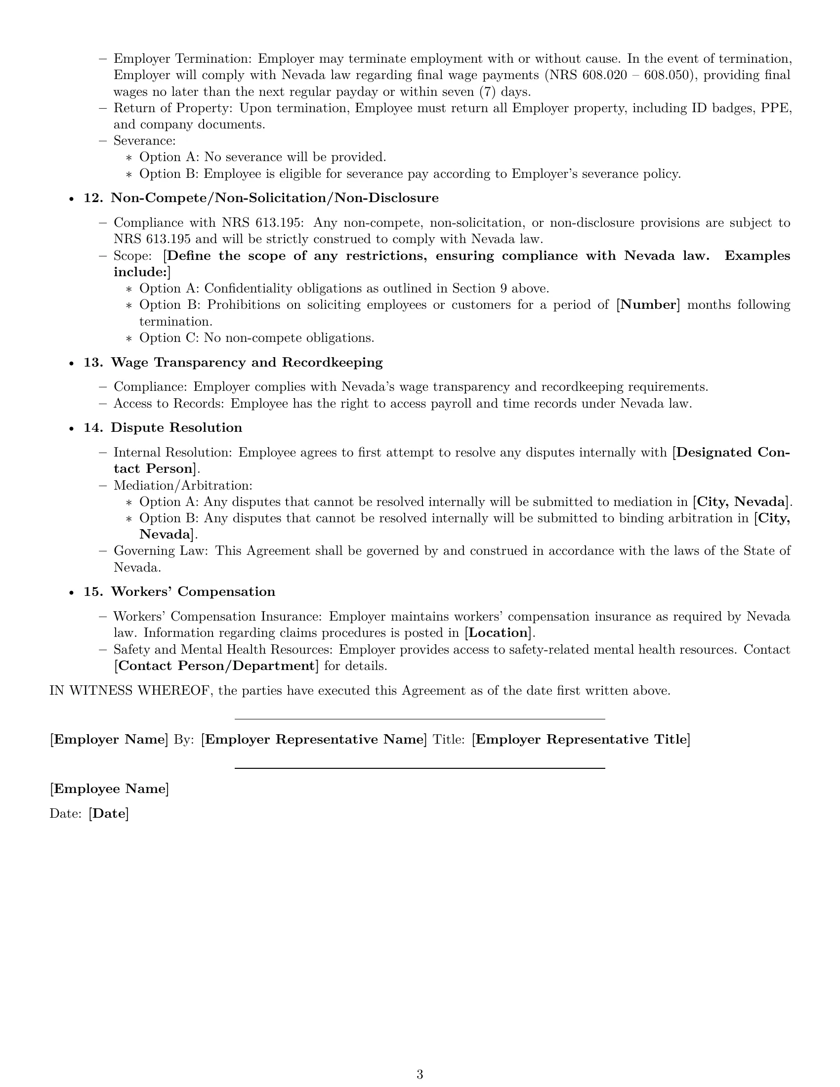 Preview page 3 of Free Nevada production worker employment contract template