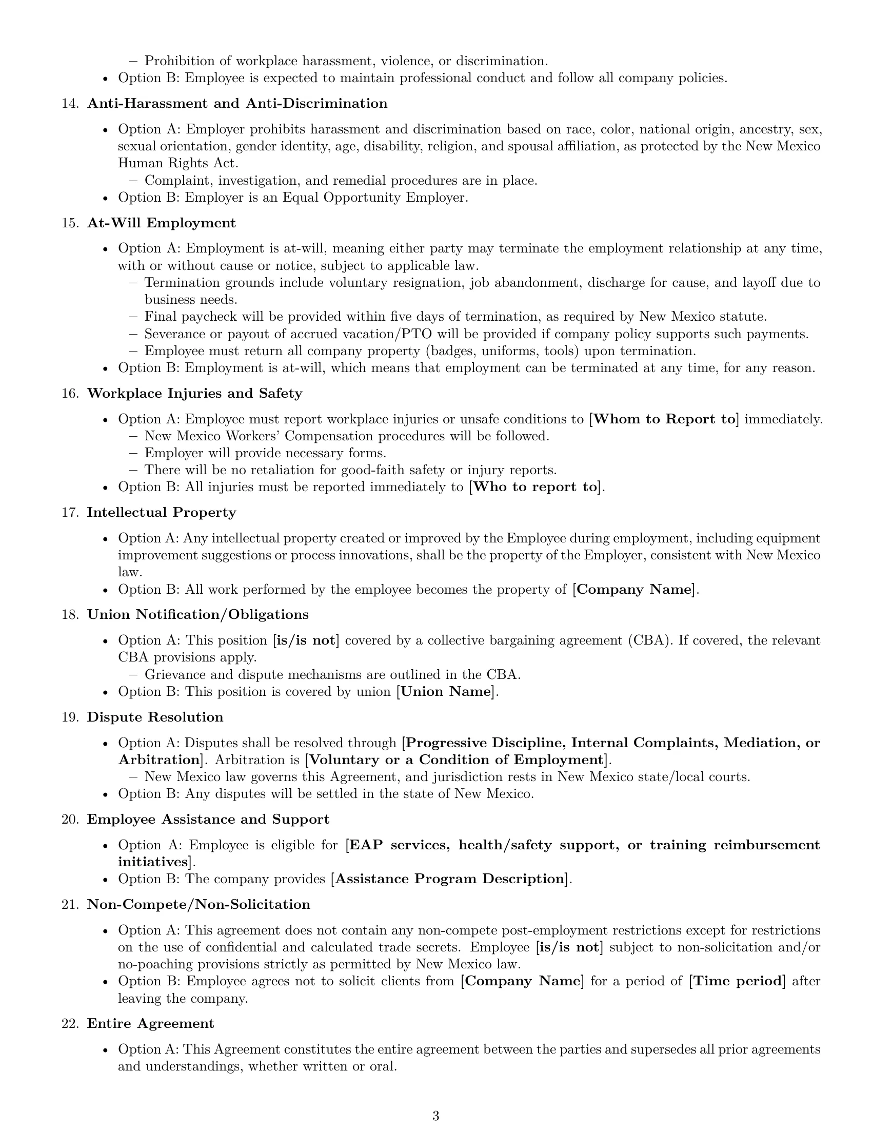 Preview page 3 of Free New Mexico production worker employment contract template