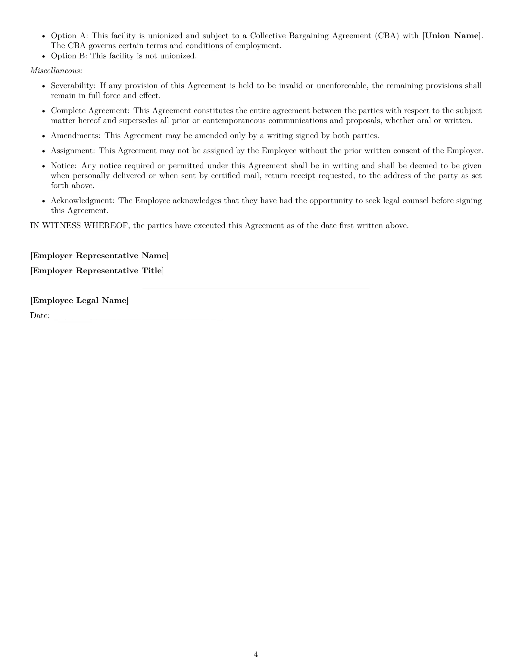 Preview page 4 of Free North Carolina production worker employment contract template