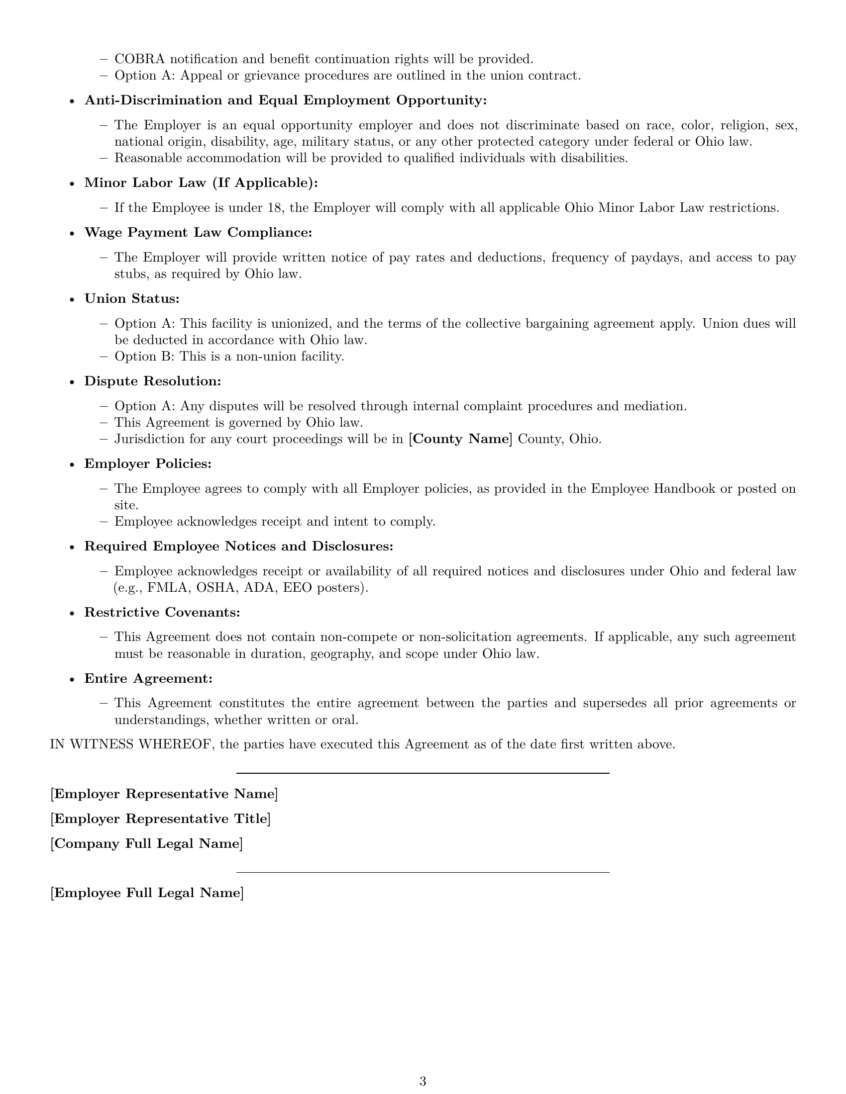Preview page 3 of Free Ohio production worker employment contract template