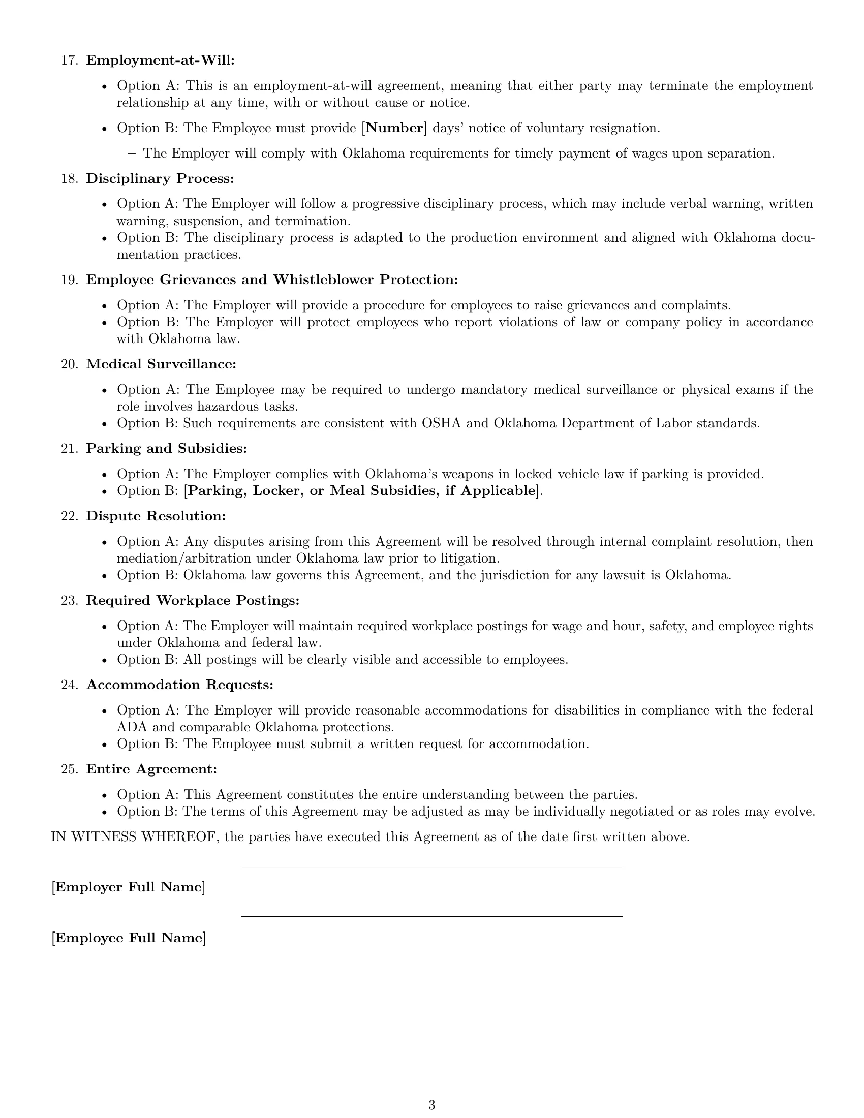 Preview page 3 of Free Oklahoma production worker employment contract template