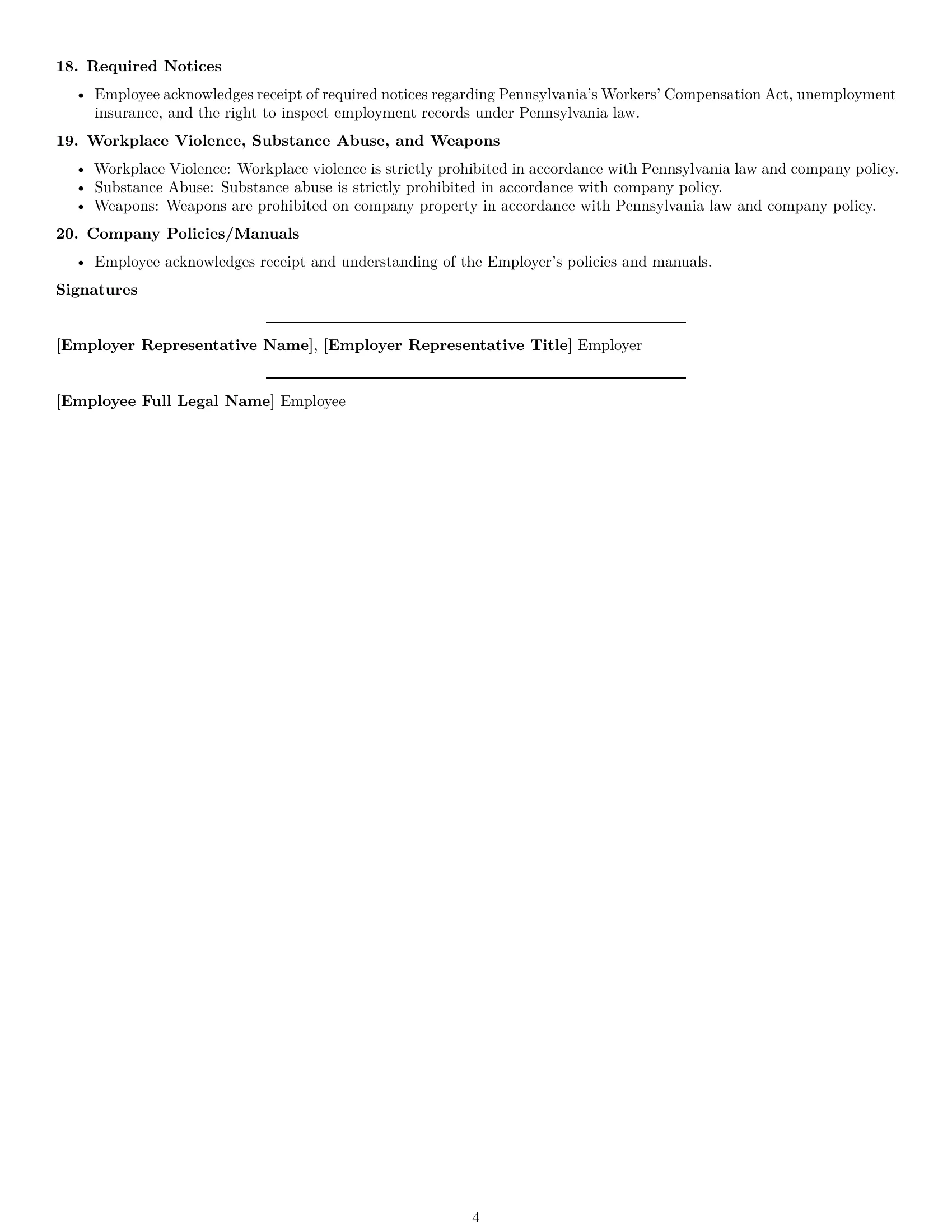 Preview page 4 of Free Pennsylvania production worker employment contract template
