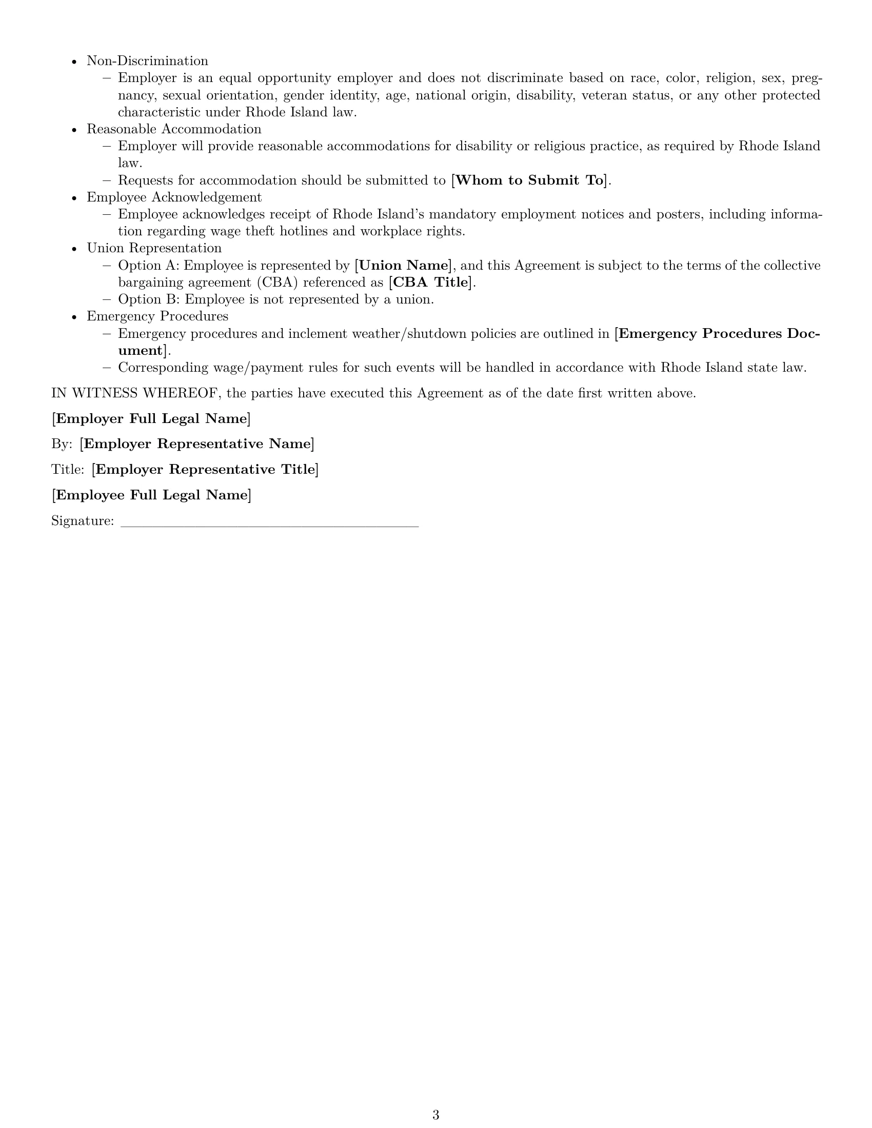 Preview page 3 of Free Rhode Island production worker employment contract template