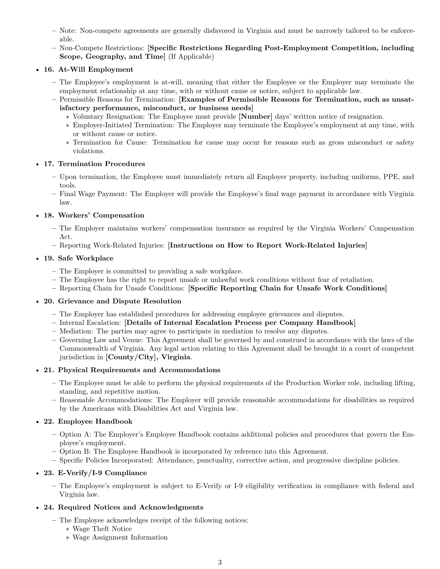 Preview page 3 of Free Virginia production worker employment contract template