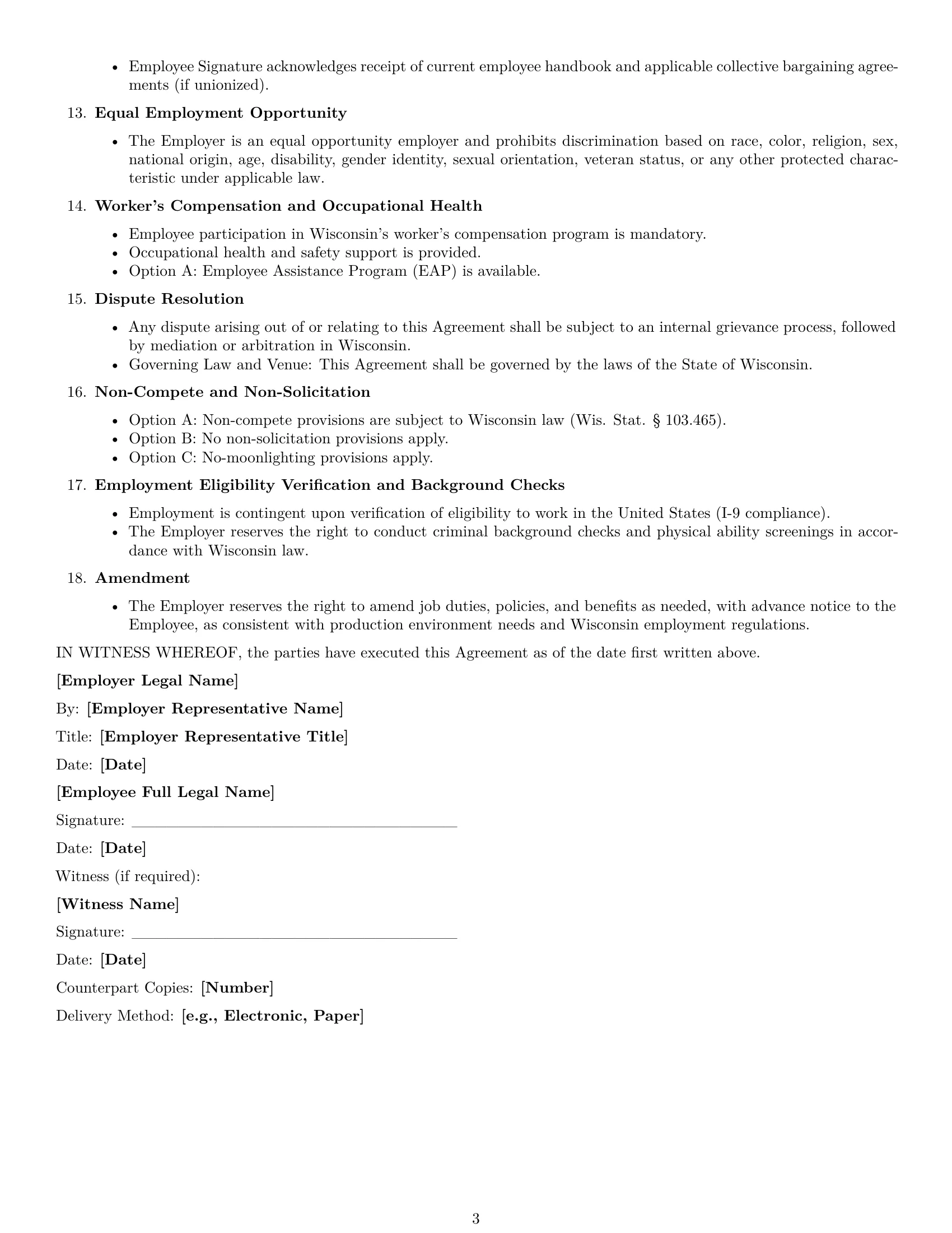 Preview page 3 of Free Wisconsin production worker employment contract template
