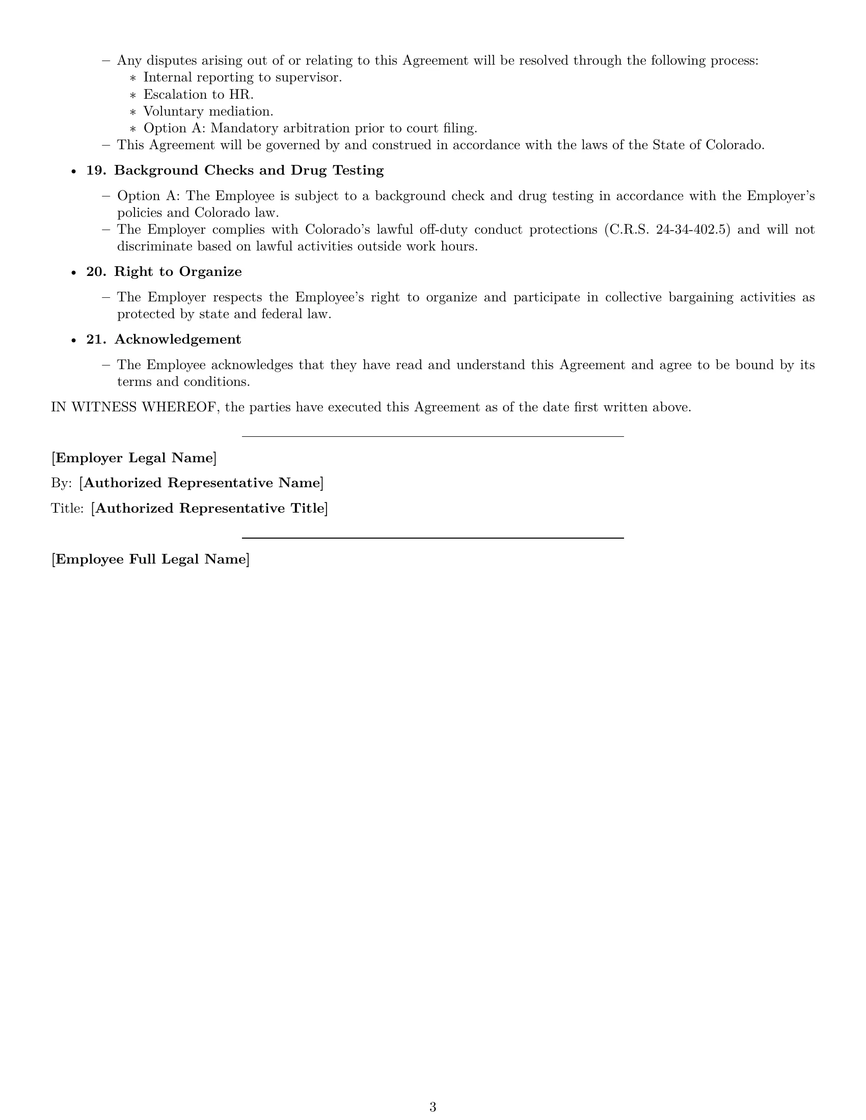 Preview page 3 of Free Colorado production worker employment contract template