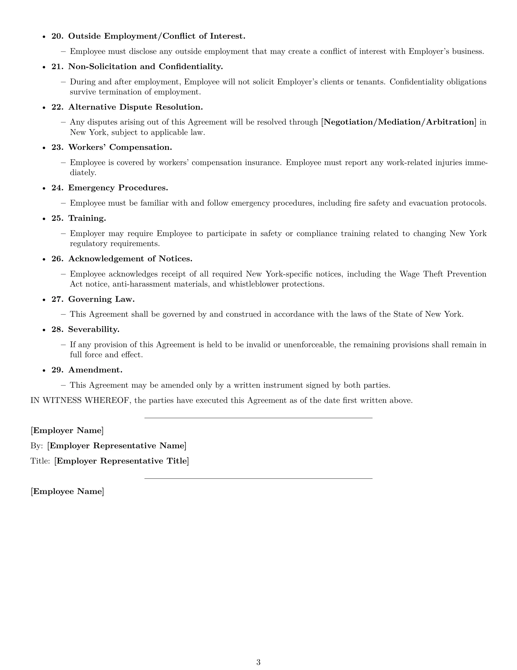 Preview page 3 of Free New York maintenance technician employment contract template