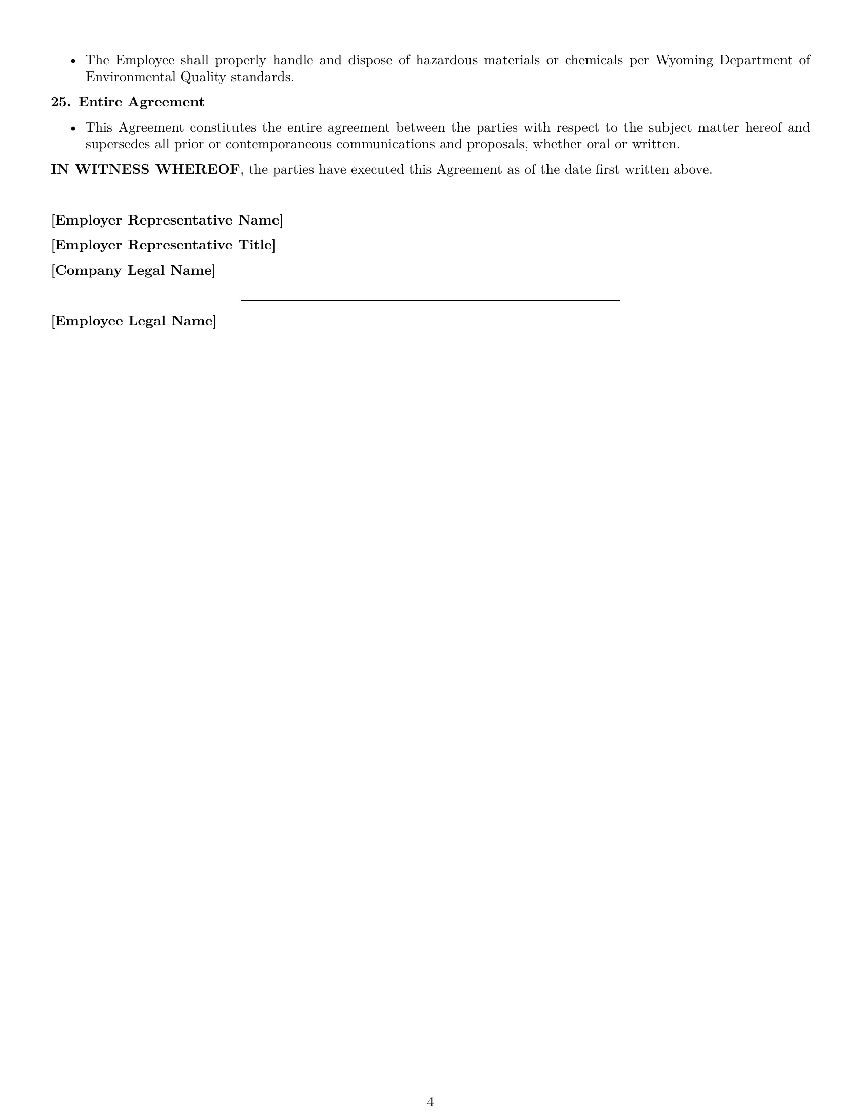 Preview page 4 of Free Wyoming maintenance technician employment contract template