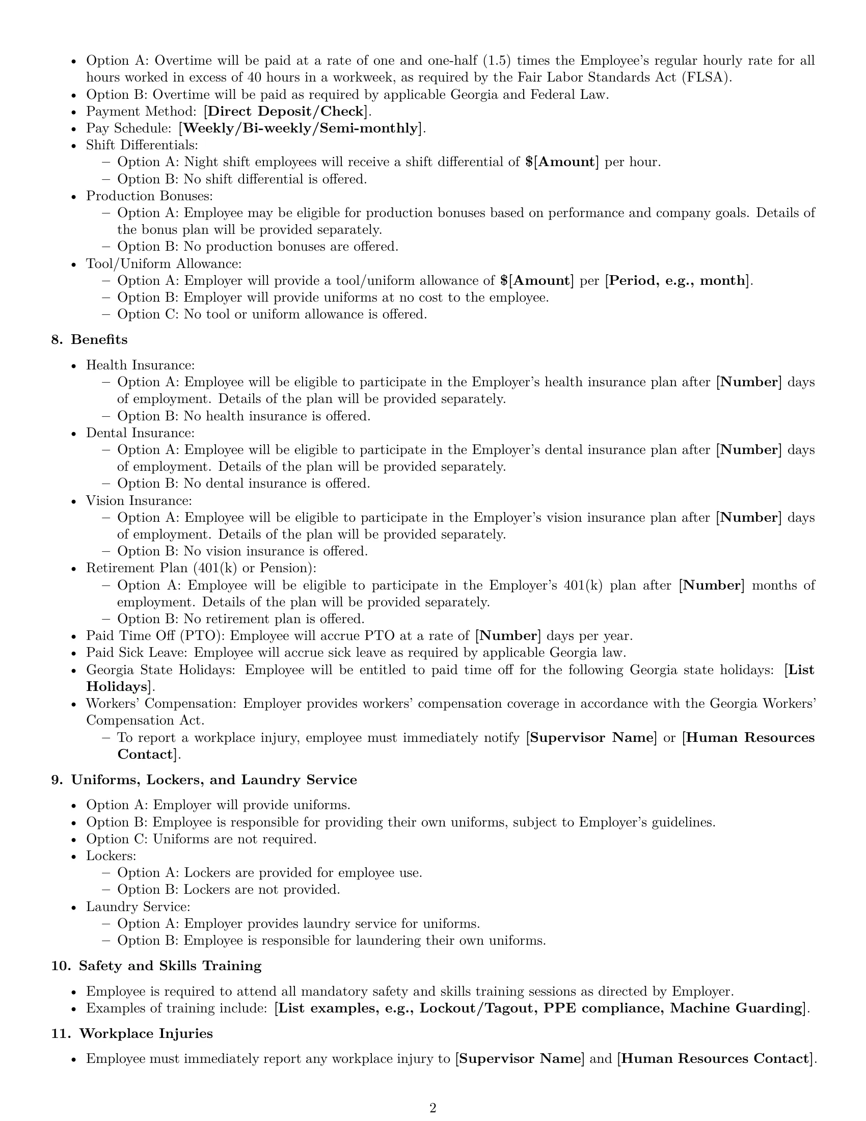 Preview page 2 of Free Georgia assembler employment contract template