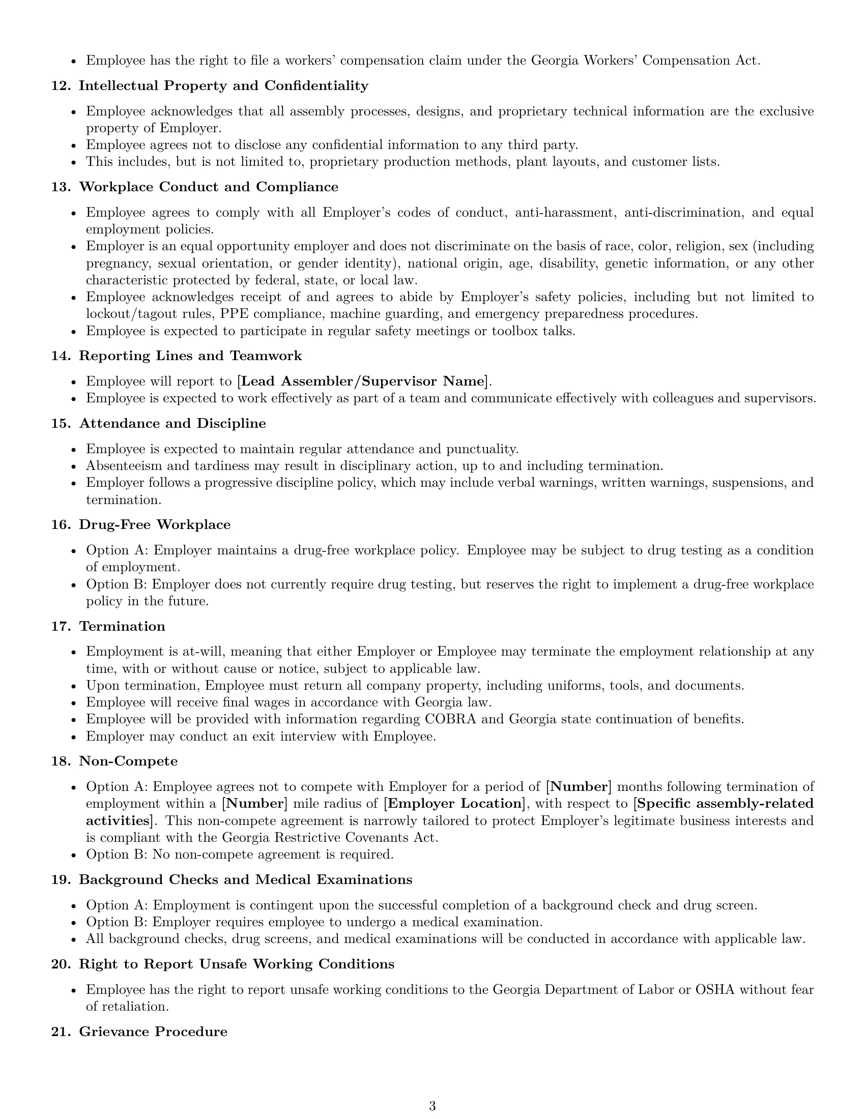 Preview page 3 of Free Georgia assembler employment contract template